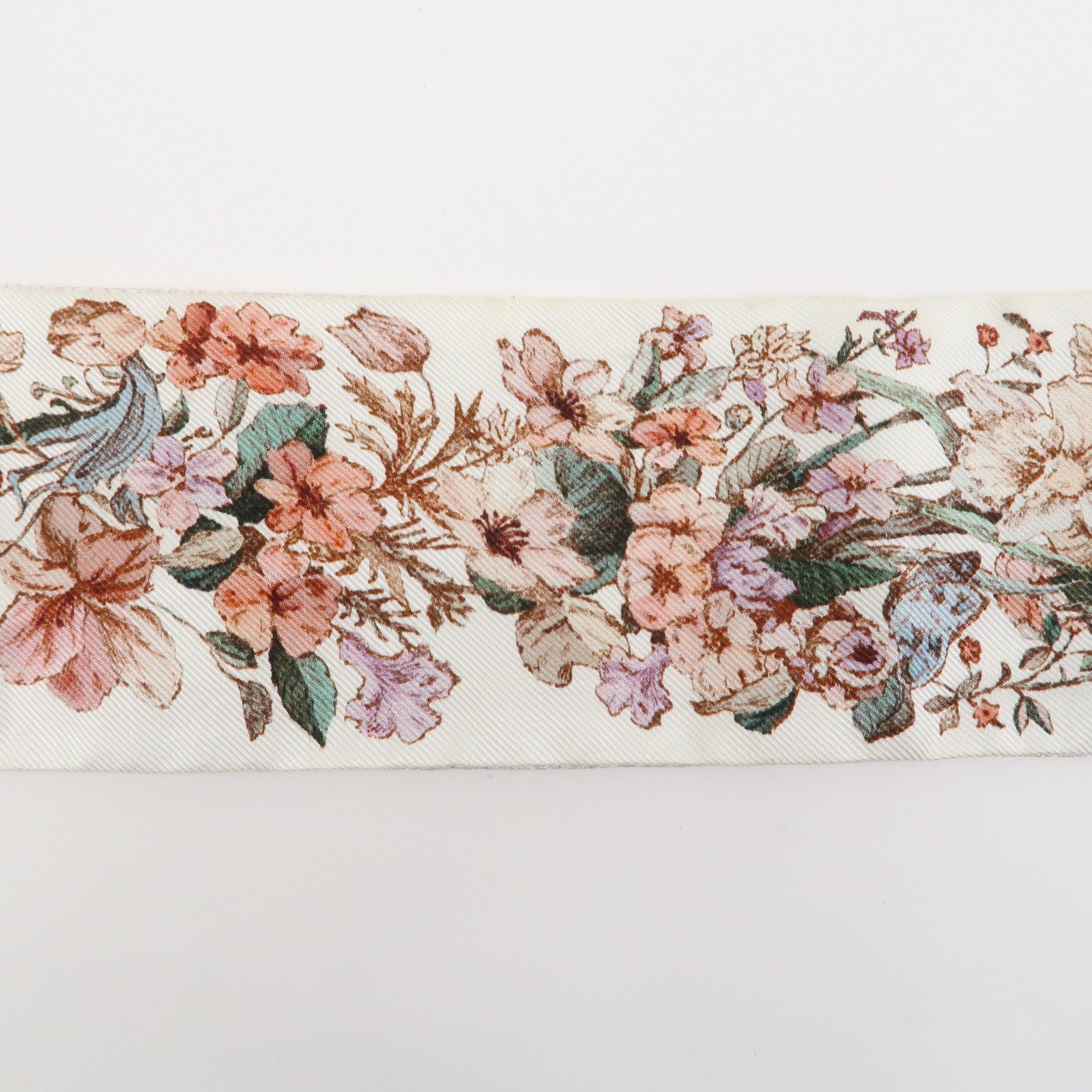 Christian Dior Mitzah Silk 100% Scarf Botanical Ivory Pink