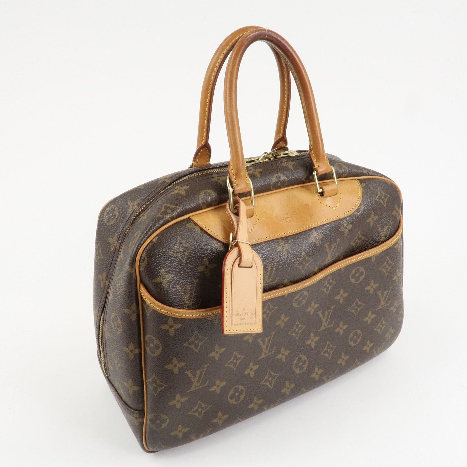 Louis Vuitton Leather Canvas Monogram Deauville Hand Bag M47270 Used