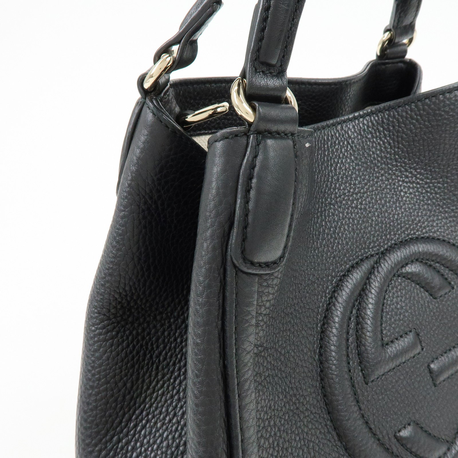 GUCCI SOHO Interlocking G 2Way Bag Hand Shoulder Bag Black 336751