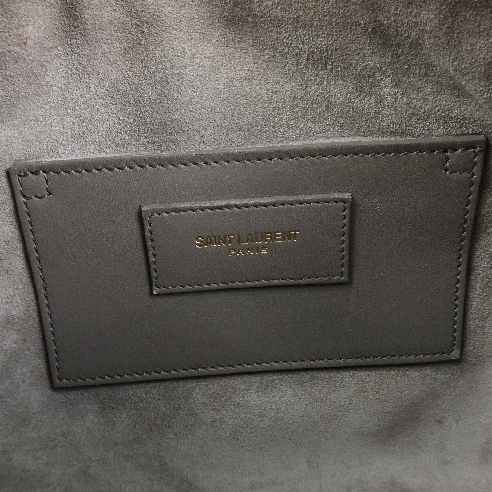 SAINT LAURENT PARIS Baby Duffle Leather 2WAY Hand Bag Gray 330958