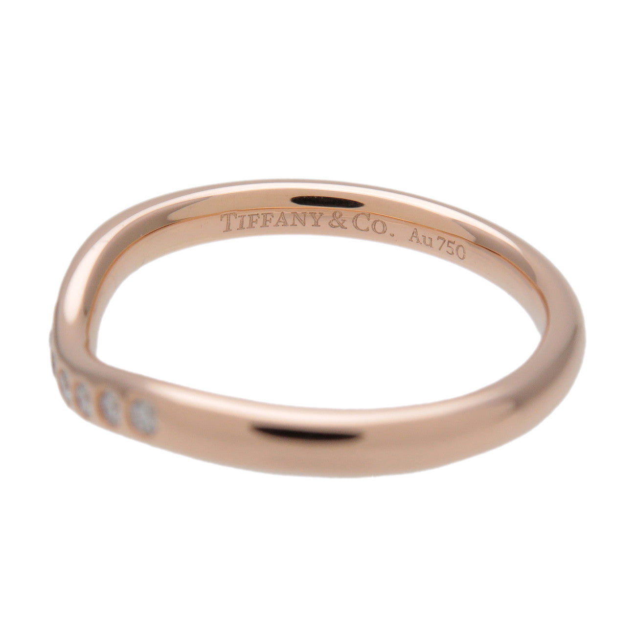 Tiffany & Co Curved Band Ring 9P Diamond K18 Yellow Gold US4.5 EU48