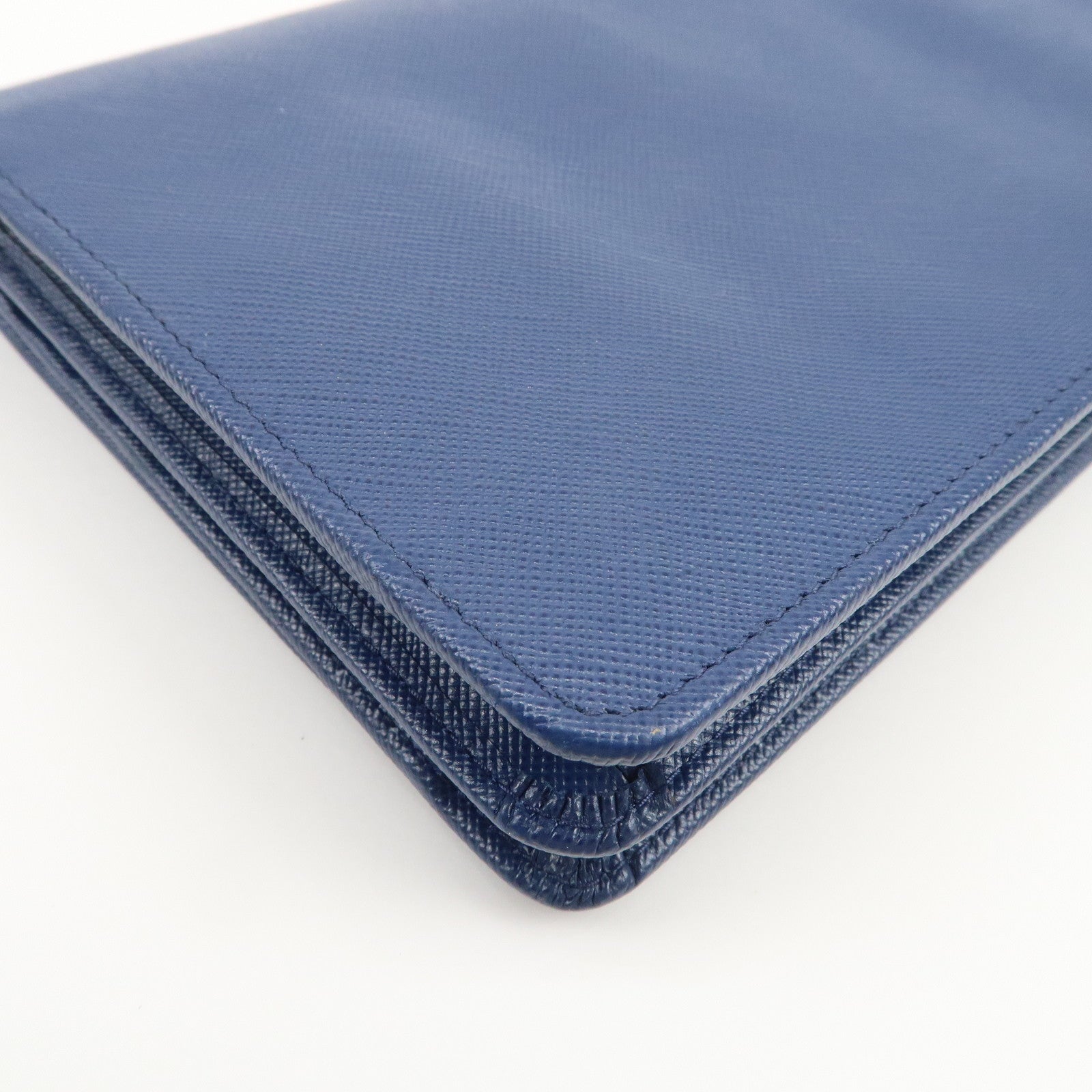 PRADA Logo Saffiano Leather Shoulder Bag Crossbody Bag Blue 1M1361