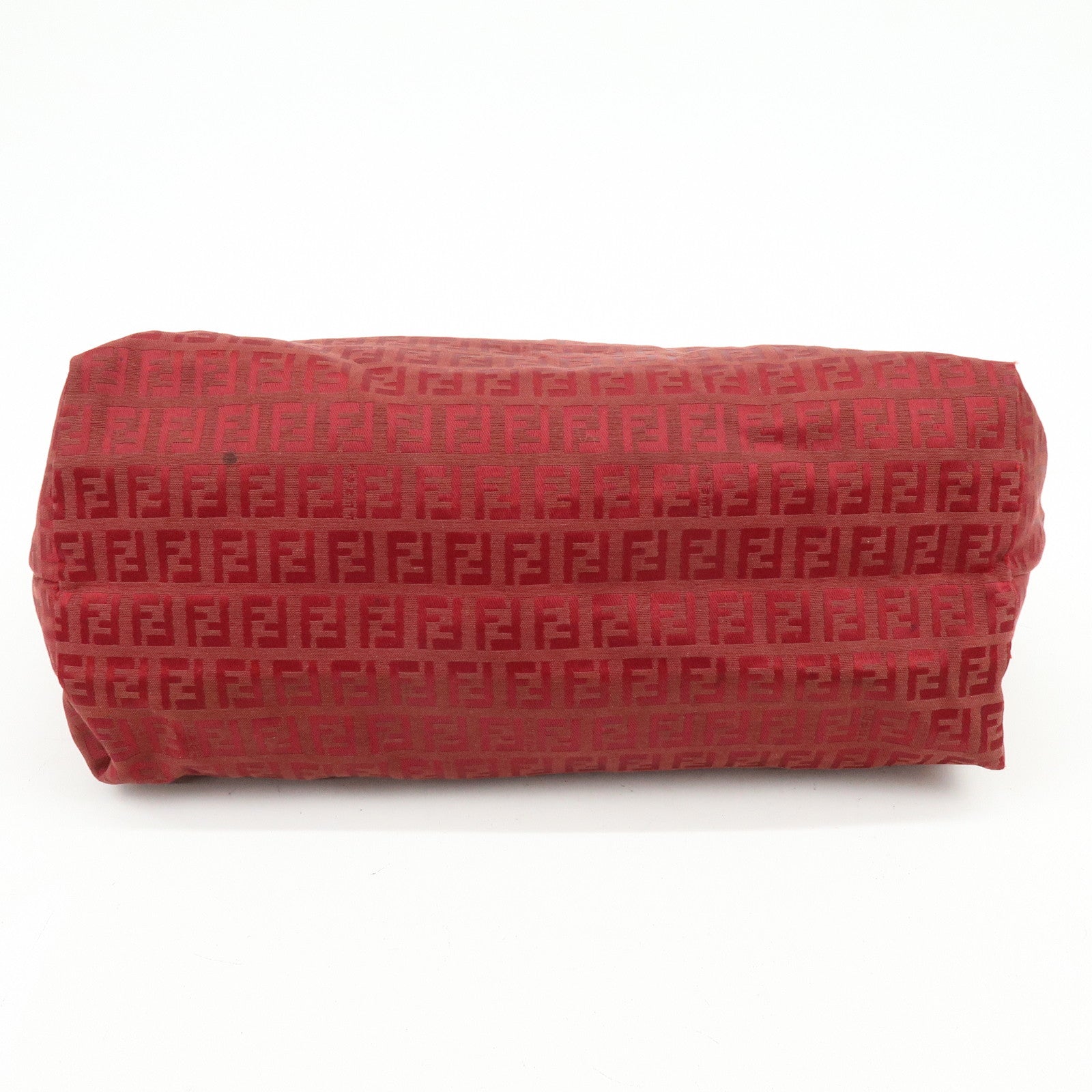 FENDI Zucchino Canvas Leather Tote Bag Shoulder Bag Red 8BH005