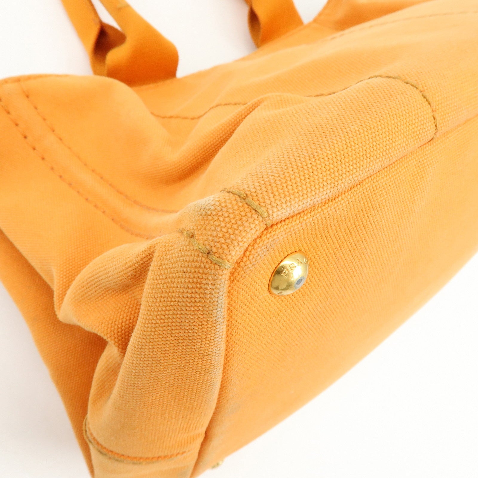 PRADA Canapa Canvas Tote Bag Hand Bag M Size Orange BN1877