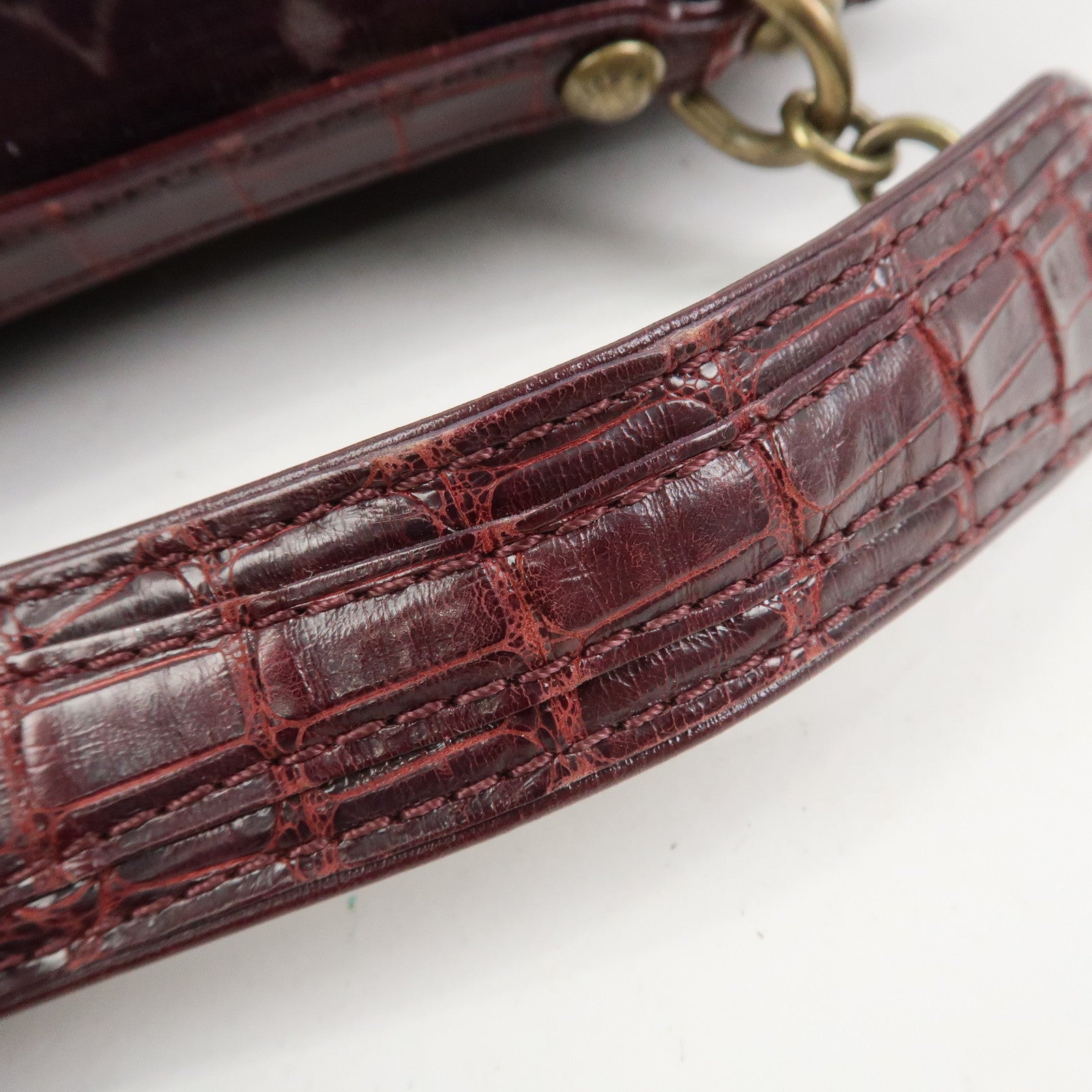 Louis Vuitton Monogram Vleur Velvet Leather Hand Bag Burgundy
