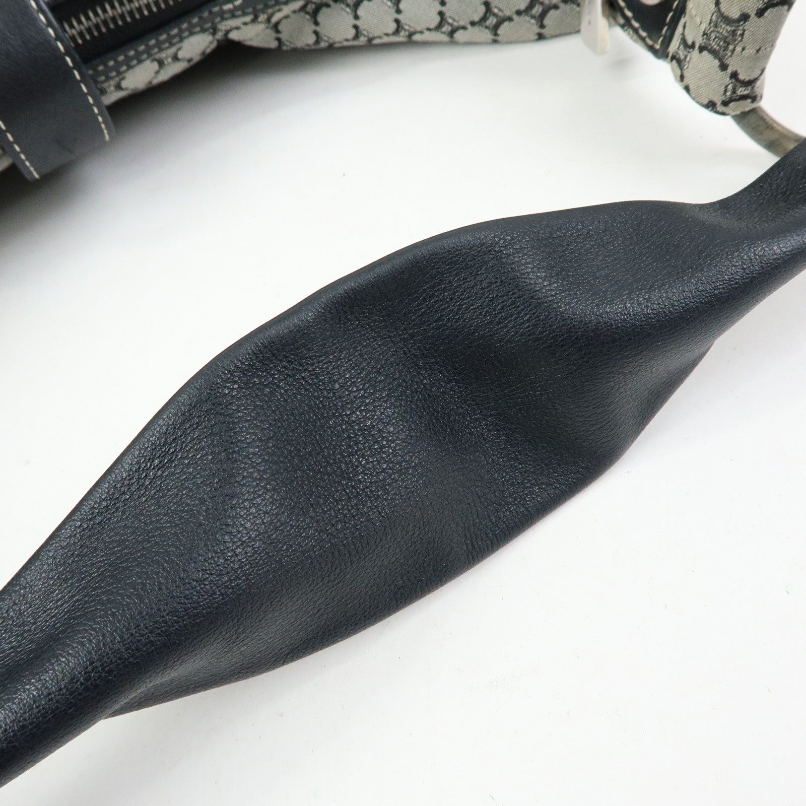CELINE Macadam Canvas Leather Hand Bag Shoulder Bag Navy