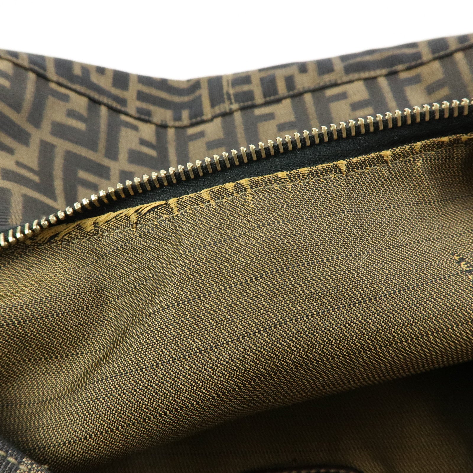 FENDI Zucca Canvas Leather Shoulder Bag Hand Bag Brown