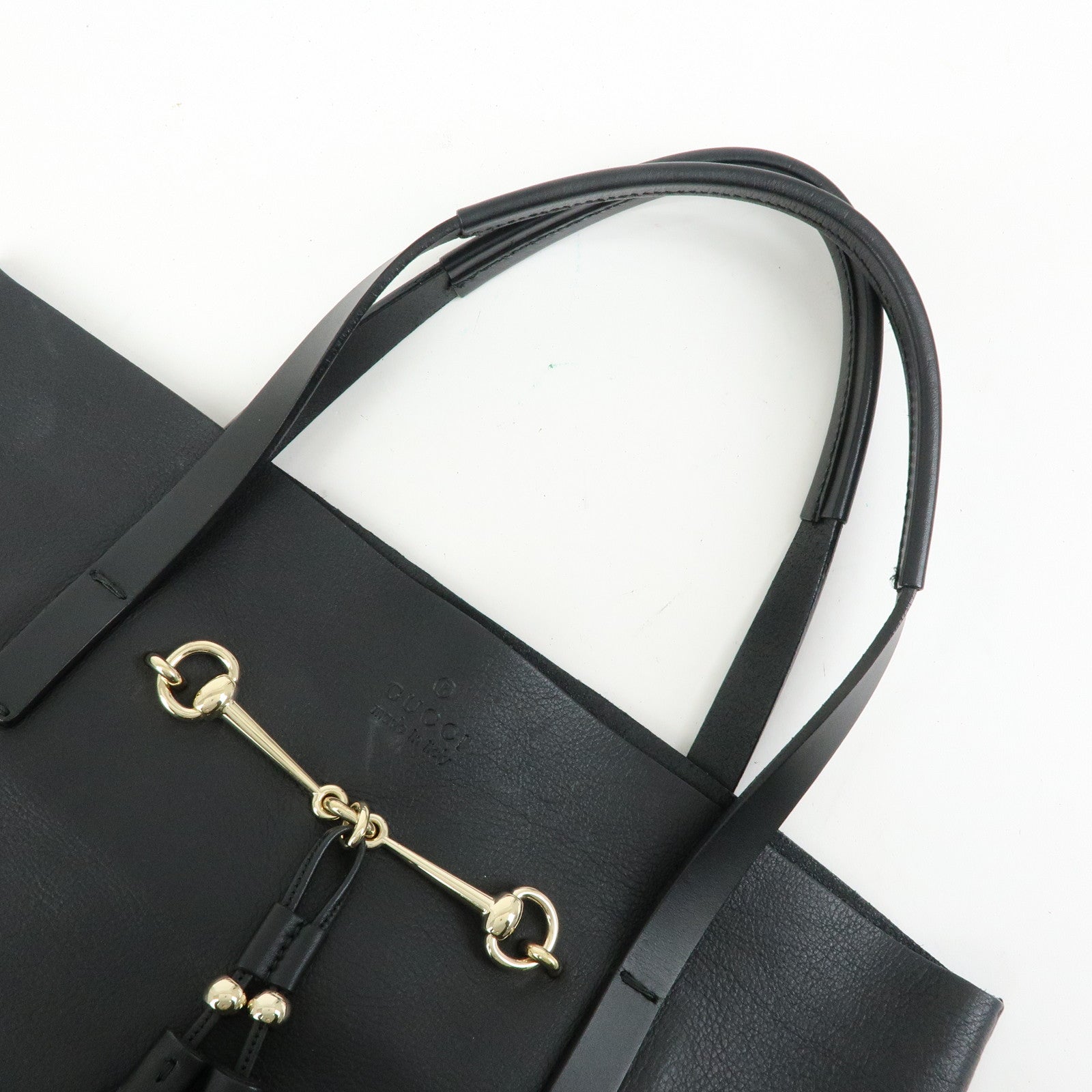 GUCCI Horsebit Leather Tassel Tote Bag Shoulder Bag Black 297006