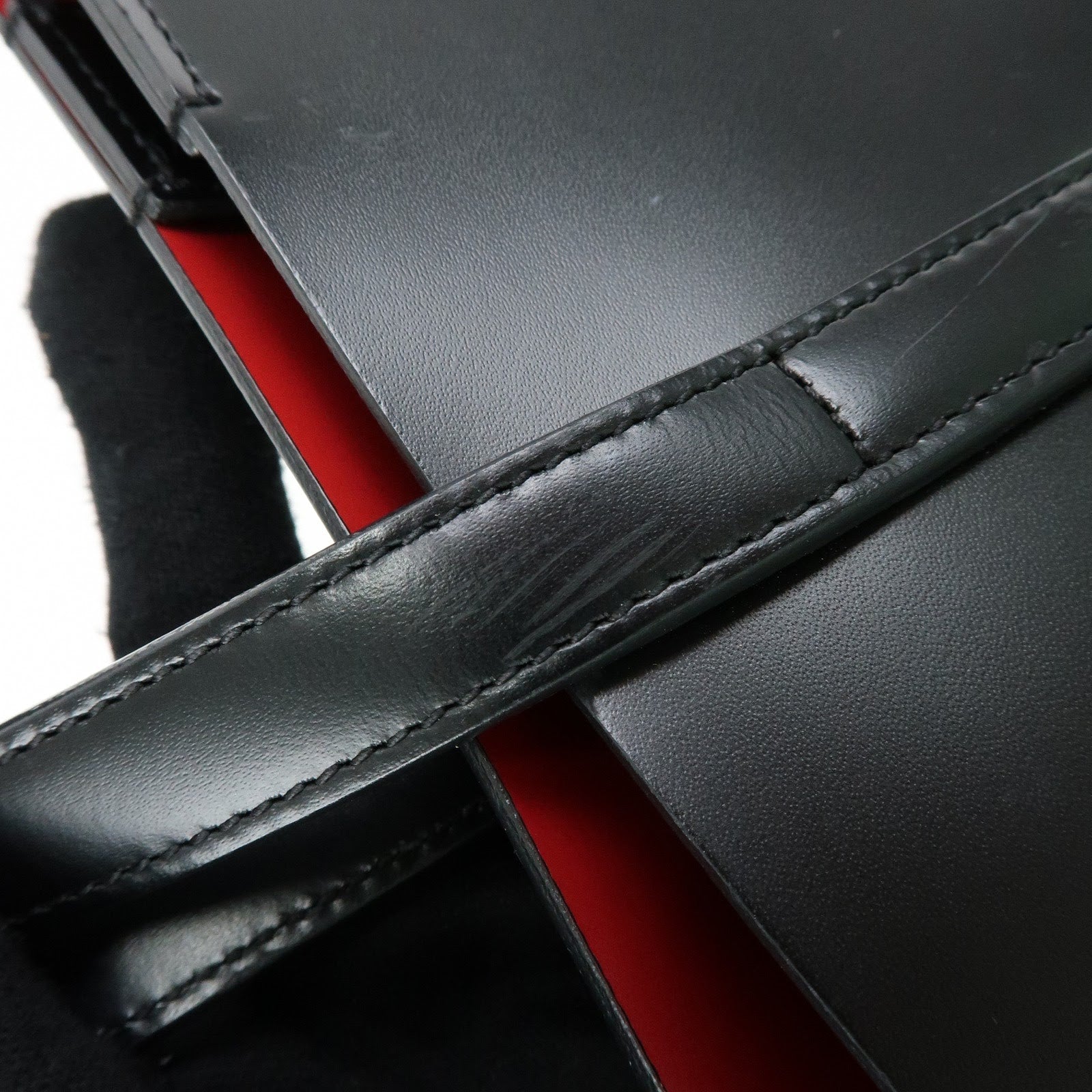 SAINT LAURENT PARIS Cassandra Leather Tote Hand Bag Black 383357