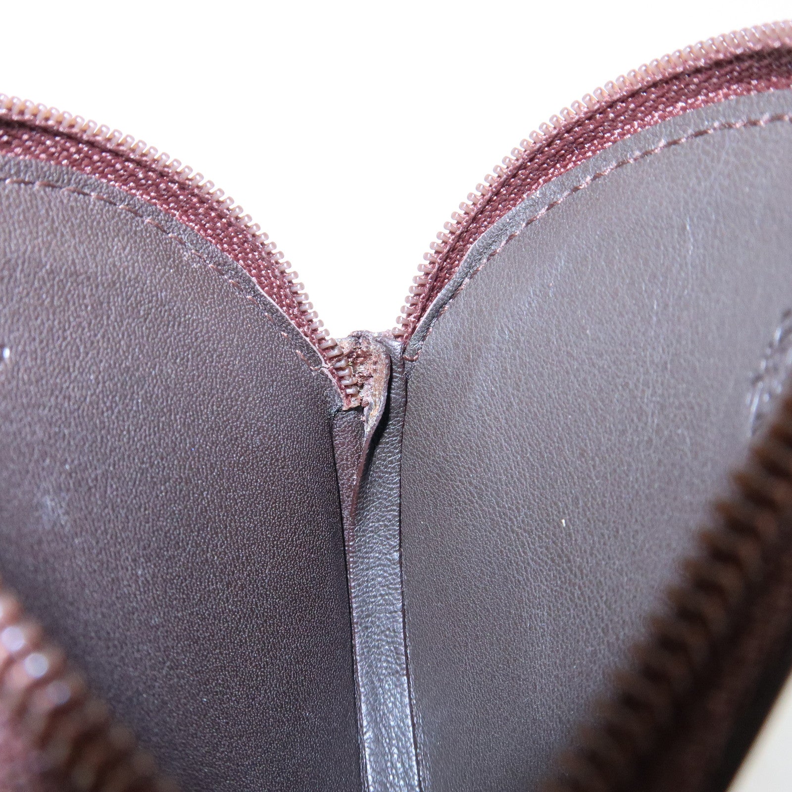 LOEWE Anagram Set of 2 Leather Suede Coin Case Brown Orange