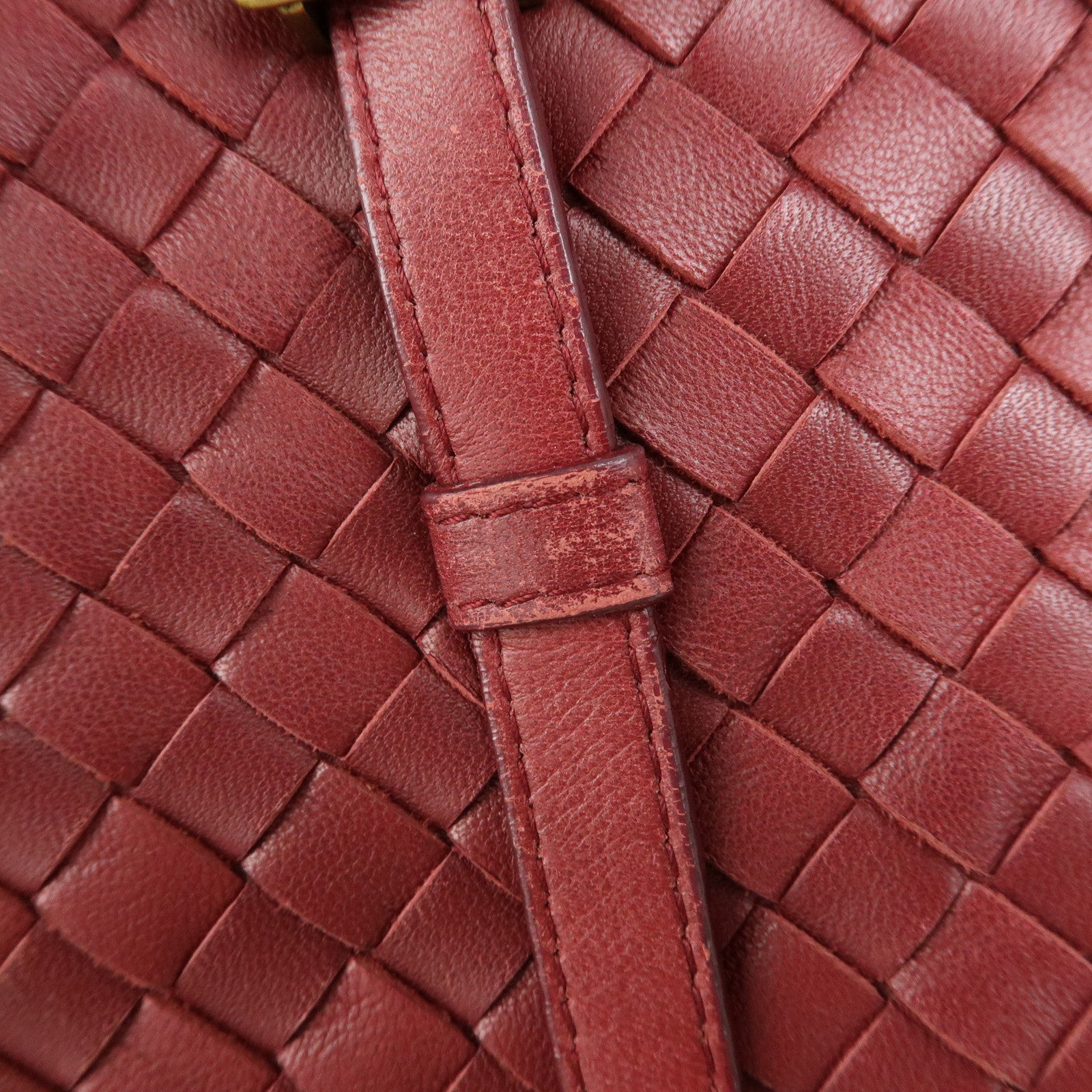 BOTTEGA VENETA Intrecciato Leather Tote Hand Bag Red Brown162937