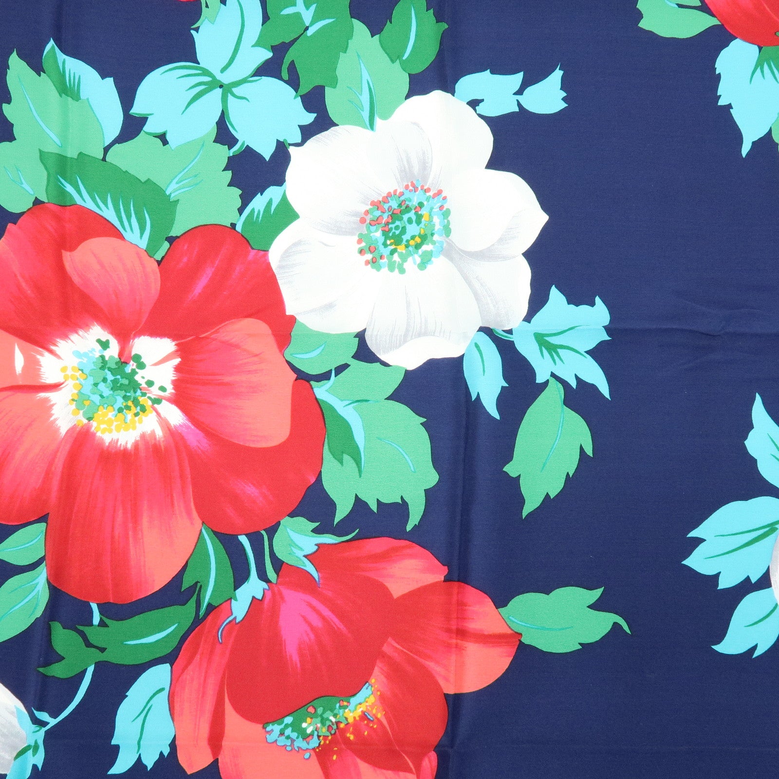 Christian Dior Silk 100% Scarf Flower Motif Navy Multicolor