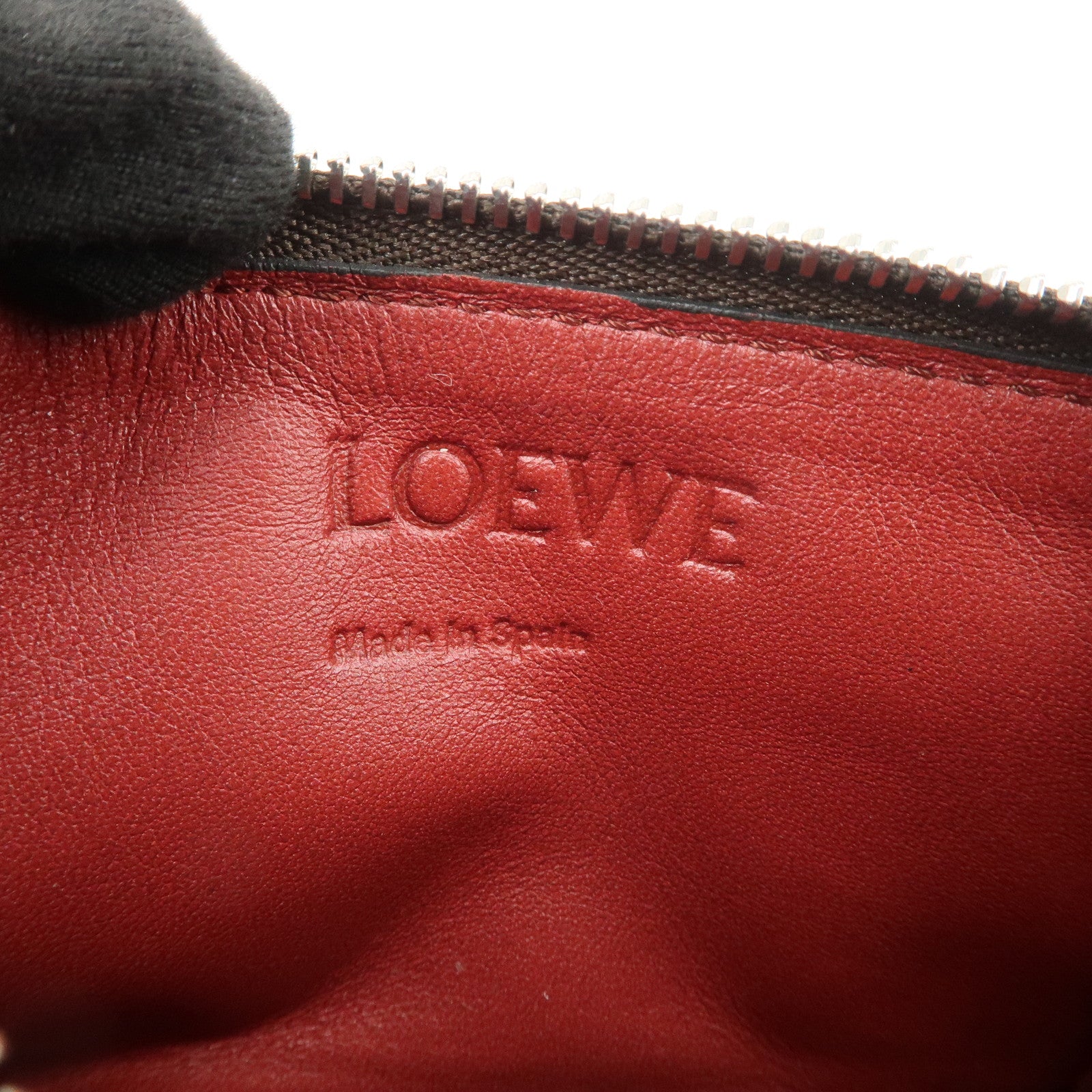 LOEWE Anagram Leather Coin Case Fragment Case Beige Brown