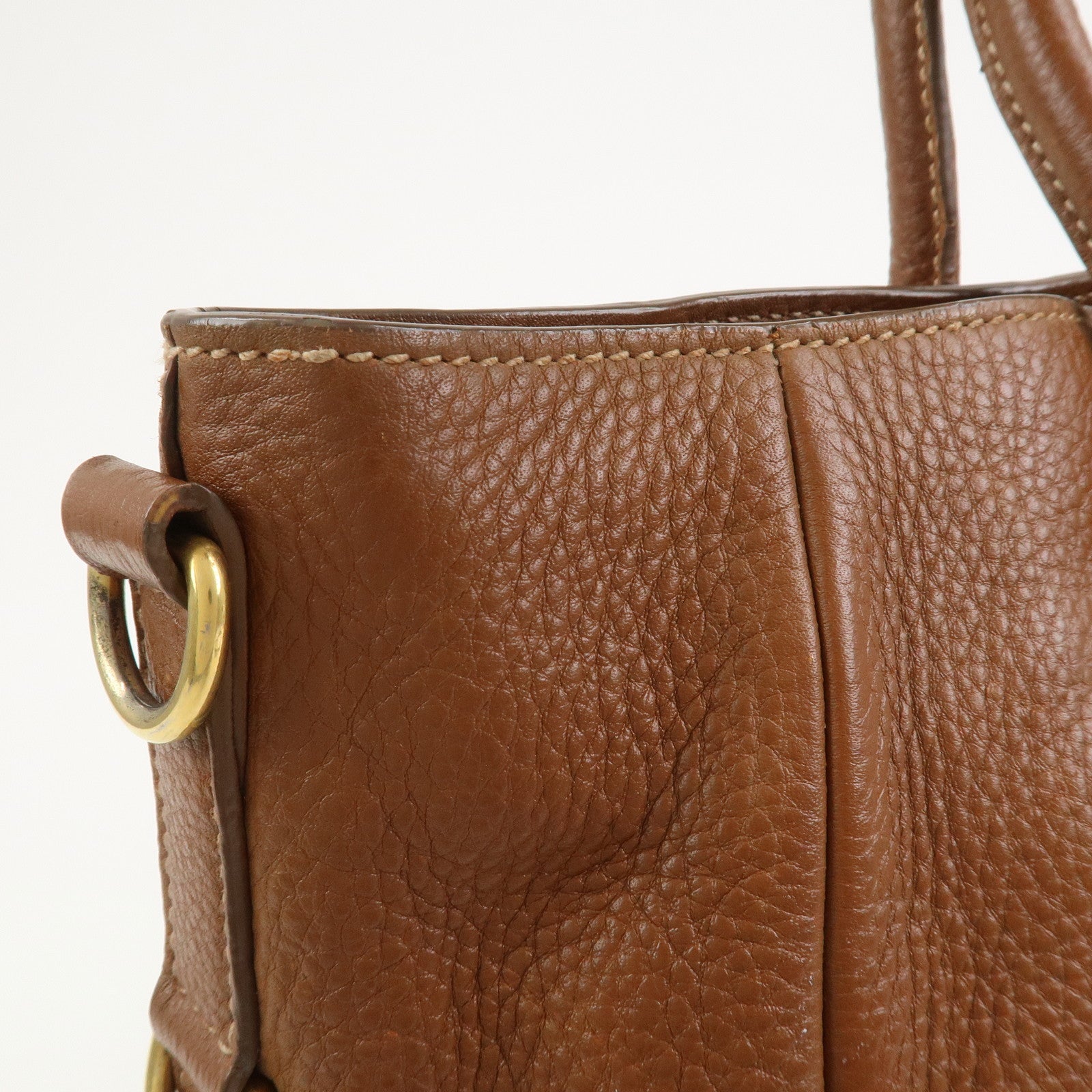 PRADA VITELLO Leather 2Way Bag Hand Bag Shoulder Bag Camel
