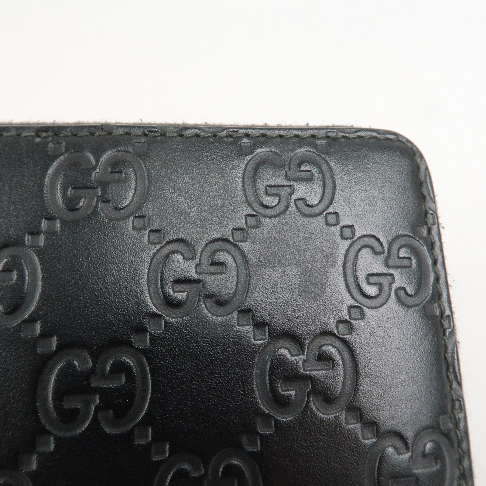 GUCCI Guccissima Leather Card Case Card Holder Black 447939