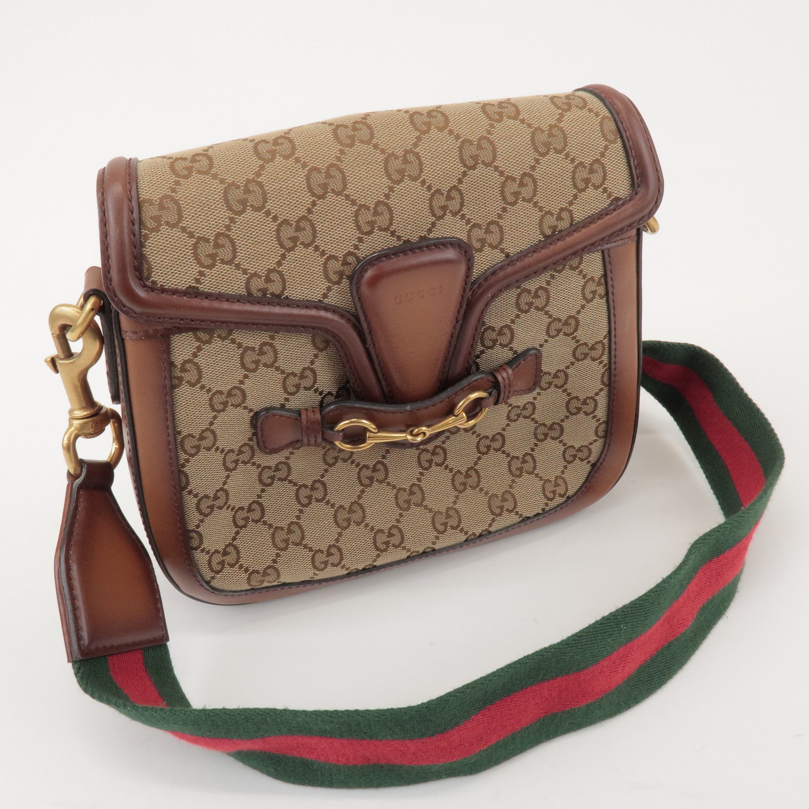GUCCI Sherry GG Canvas Leather Lady Web Shoulder Bag 383848