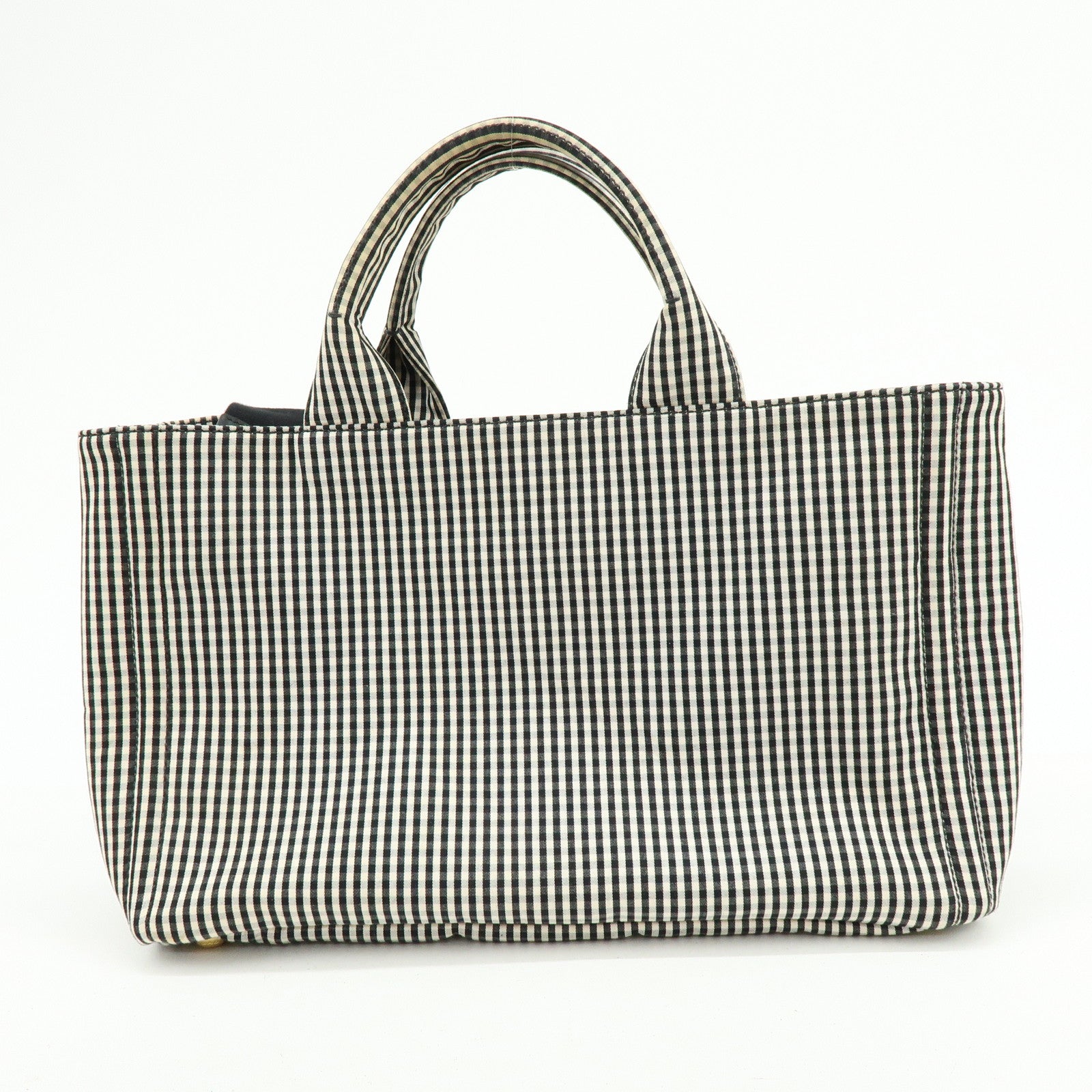 PRADA Canapa Canvas 2Way Bag Hand Bag Shoulder Bag Black Ivory