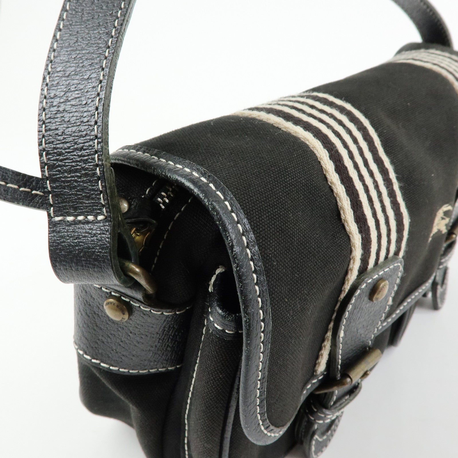 BURBERRY blue Label Canvas Shoulder Bag Crossbody Bag Black