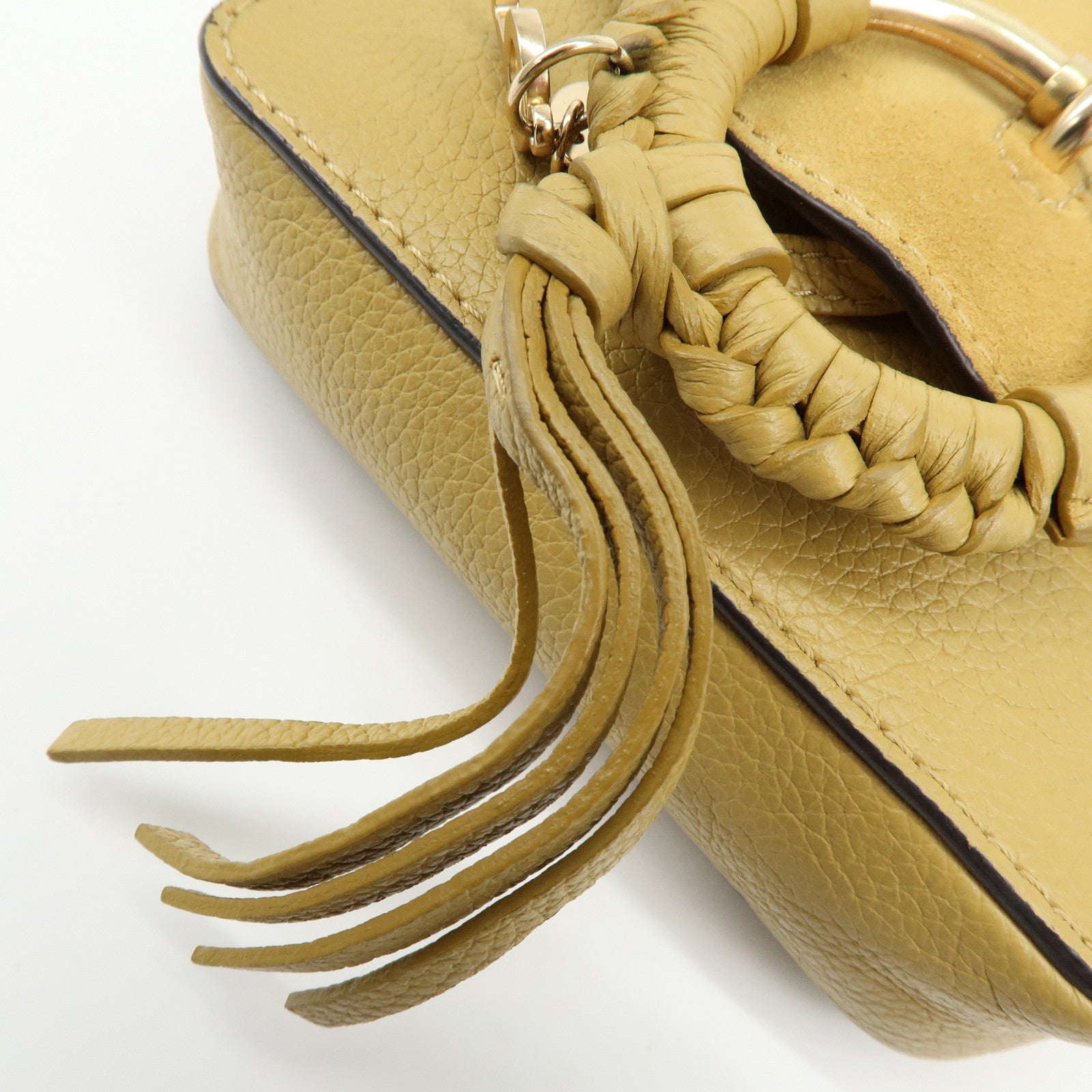 Chloe See by Chloe Leather Suede Chain Shoulder Bag Beige