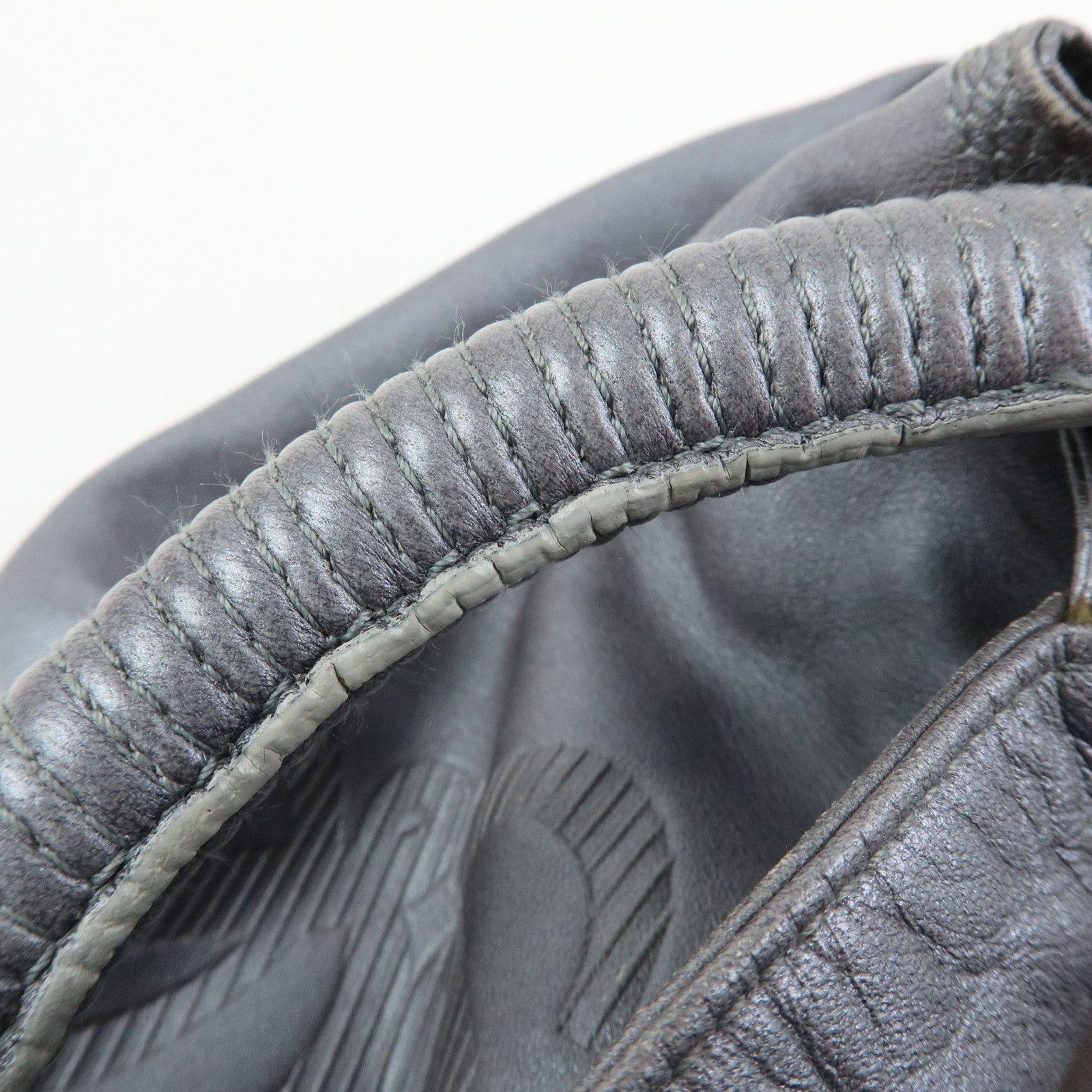 LOEWE Anagram Leather Nappa Aire Hand Bag Tote Bag Gray