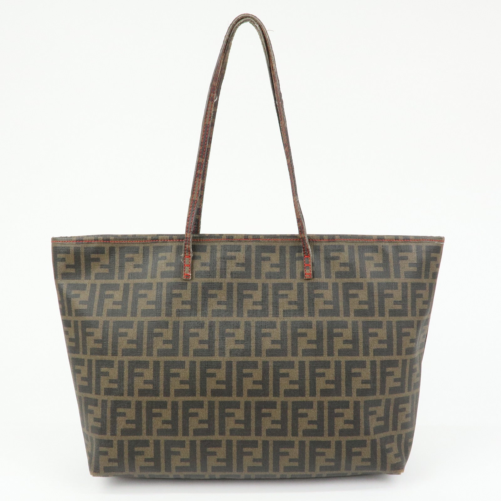 FENDI Zucca PVC Coated Canvas Tote Bag Hand Bag Brown 8BH185