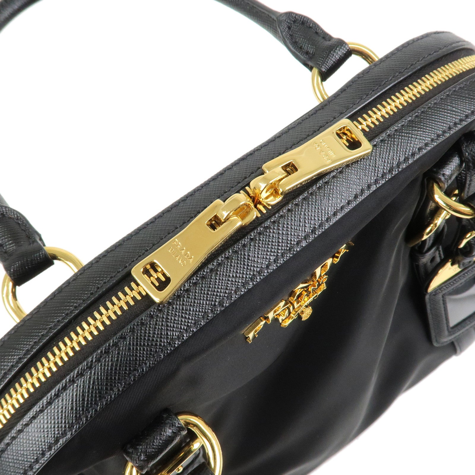 PRADA Tessuto Nylon Saffiano Leather 2Way Hand Shoulder Bag 1BB013
