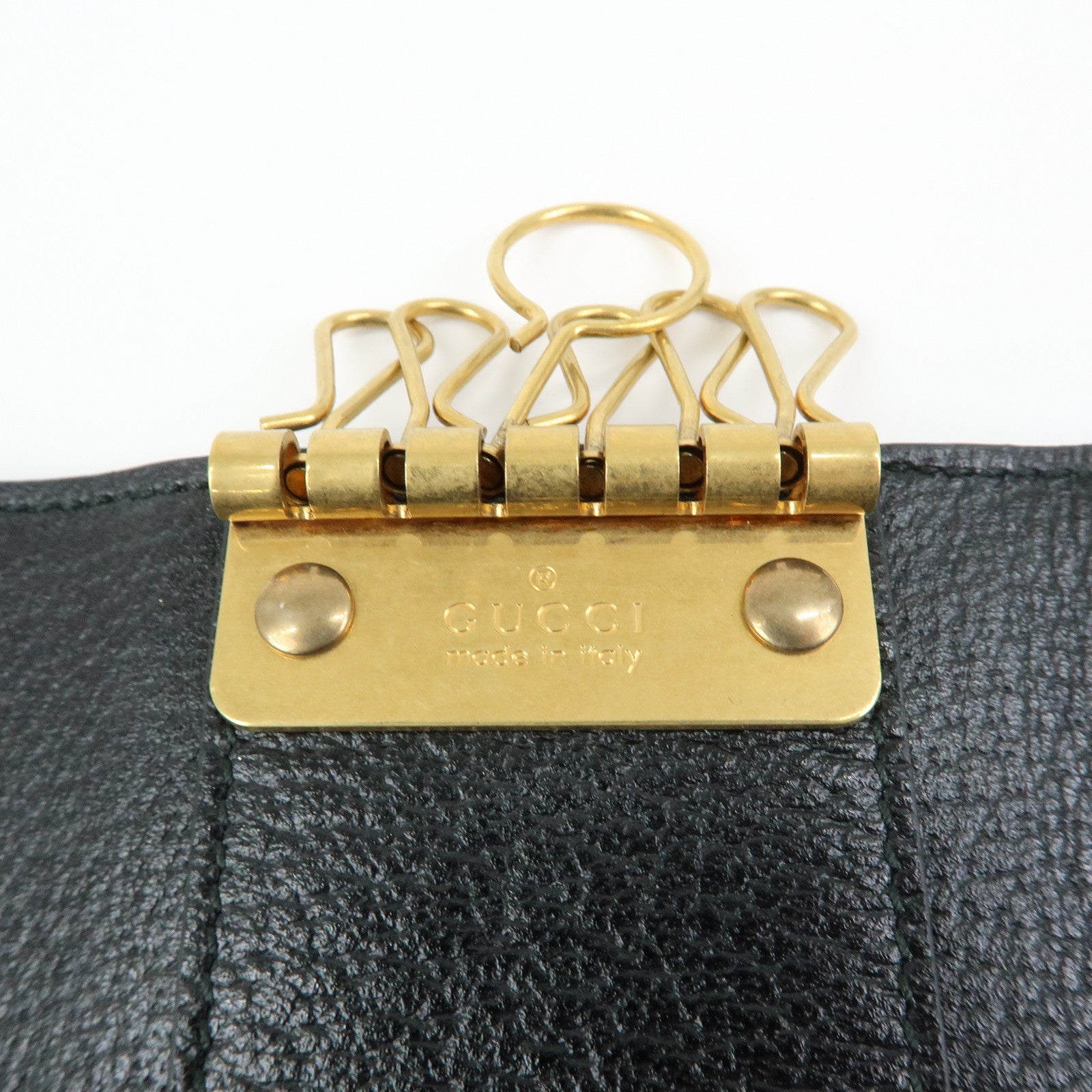 GUCCI Sherry Leather 6 Ring Key Case Key Holder Black 435297