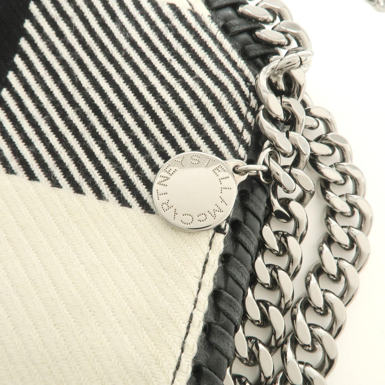 STELLA MCCARTNEY Wool Falabella 2Way Bag Hand Bag Black White
