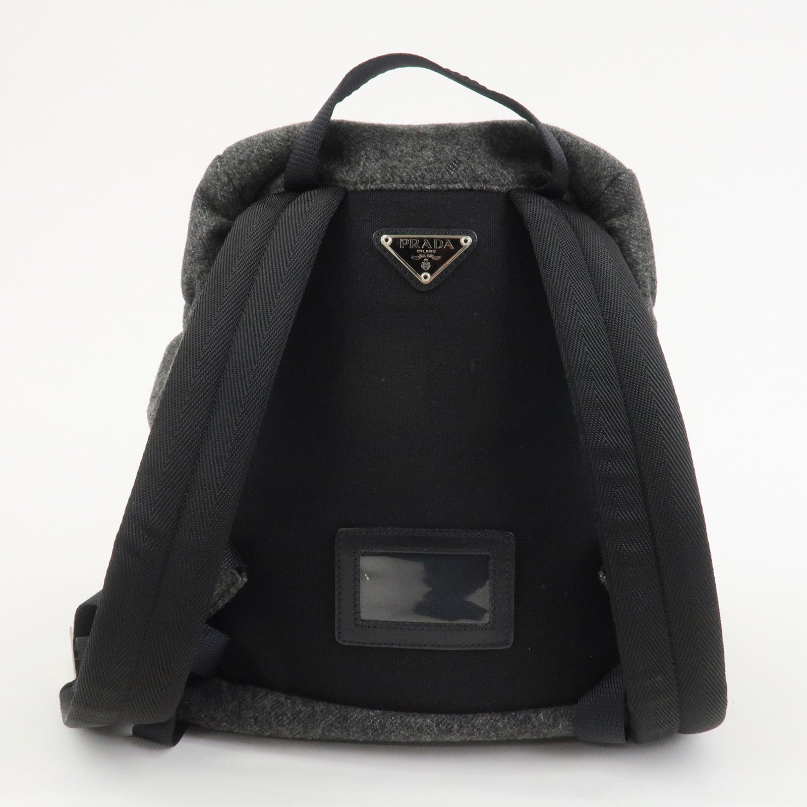 PRADA Triangle Logo Wool Canvas Backpack Rucksack Gray V203R