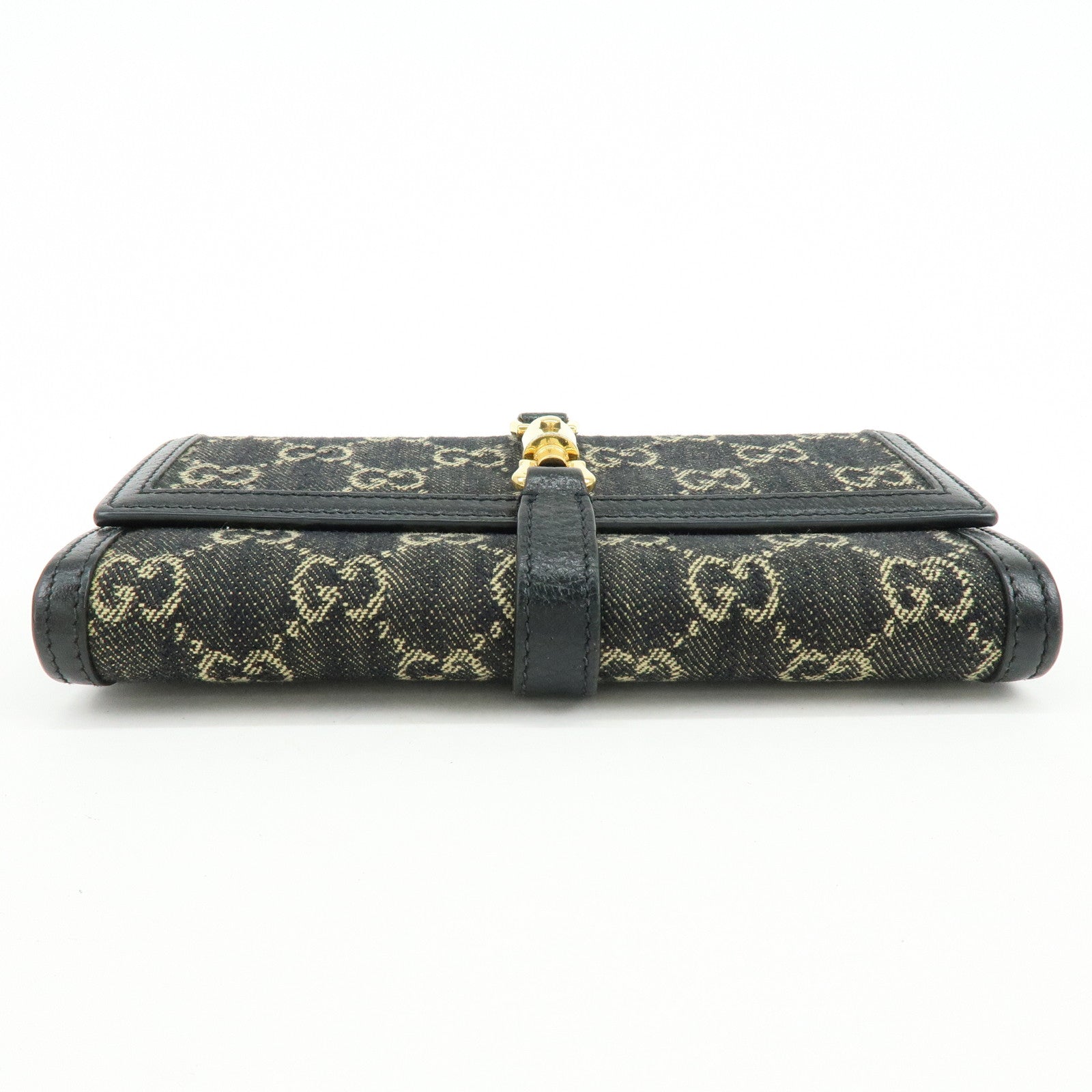 GUCCI Jackie 1961 GG Denim Calf Leather Chain Wallet 652681.0416