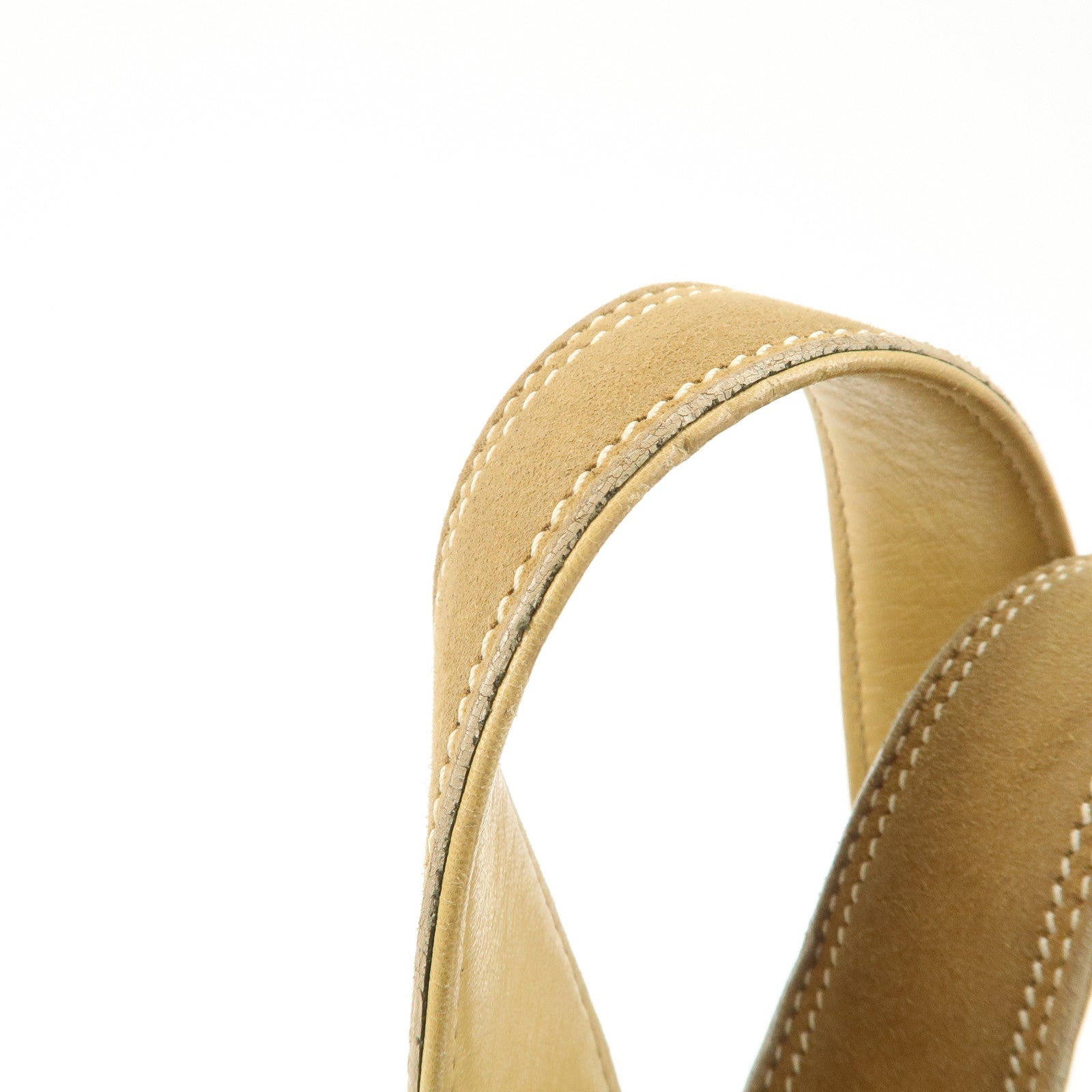 LOEWE Anagram Leather Suede Punching Boston Bag Beige Used