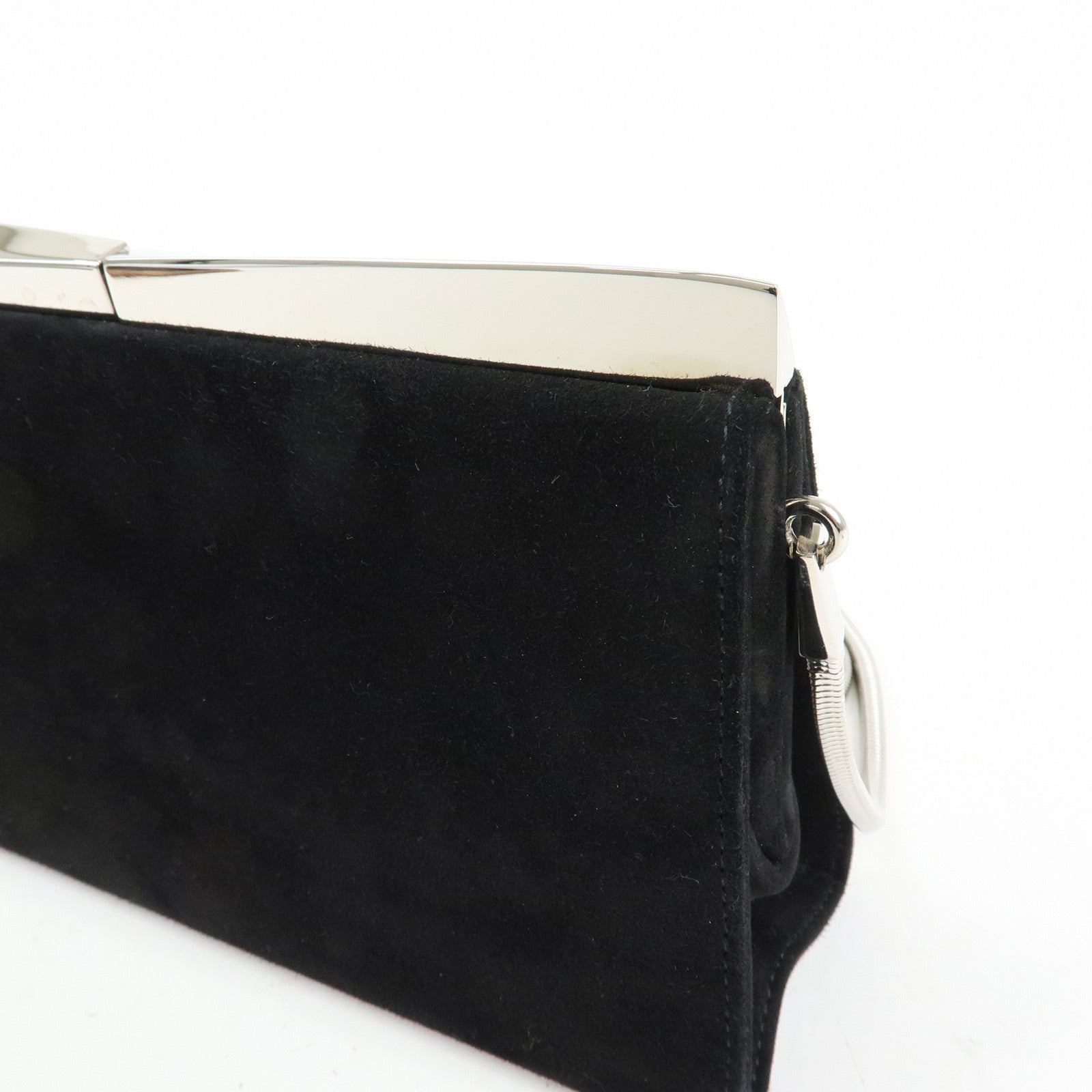 Ferragamo Suede 2Way Bag Shoulder Bag Clutch Bag Black