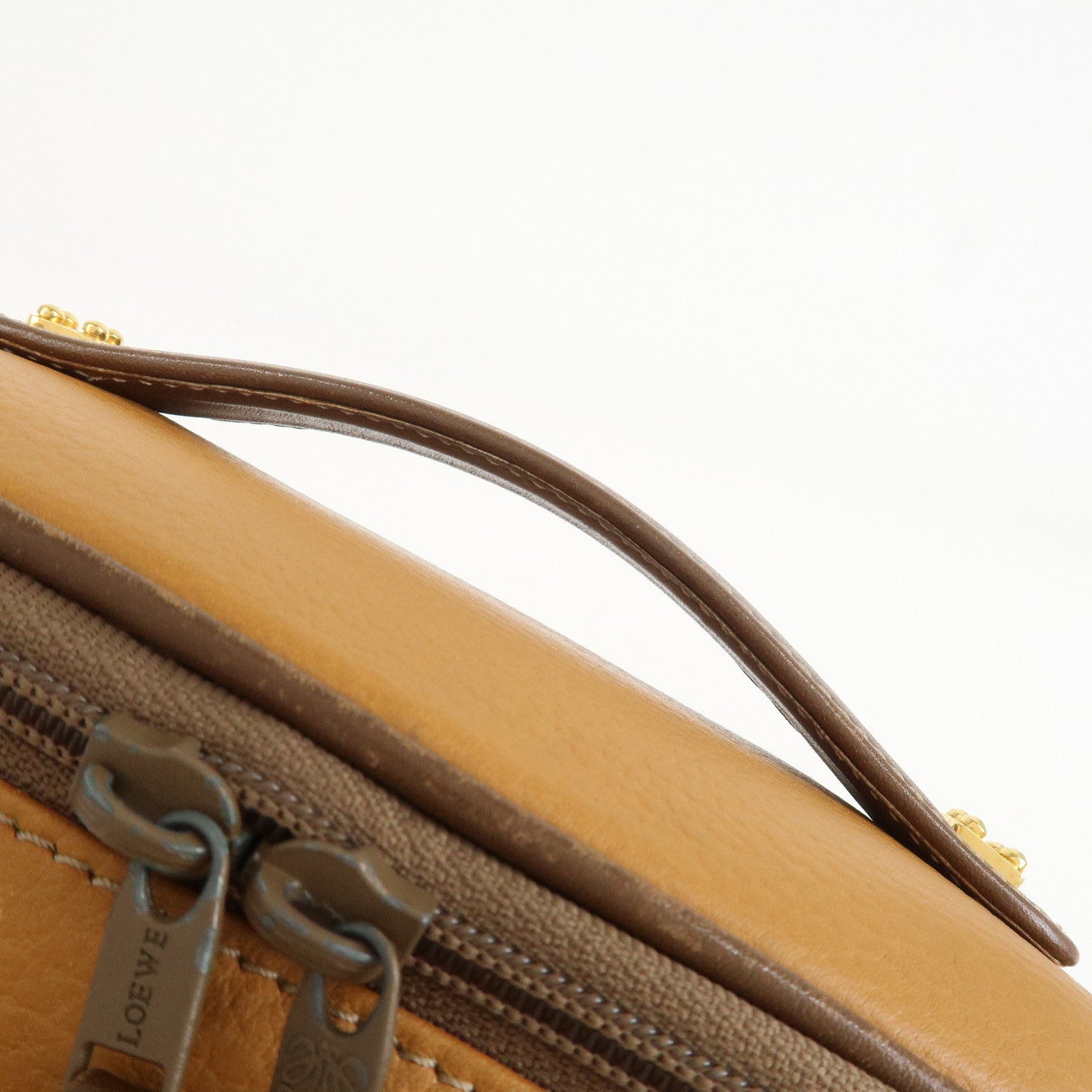 LOEWE Leather 2WAY Bag Hand Bag Shoulder Bag Brown Gold Hardware