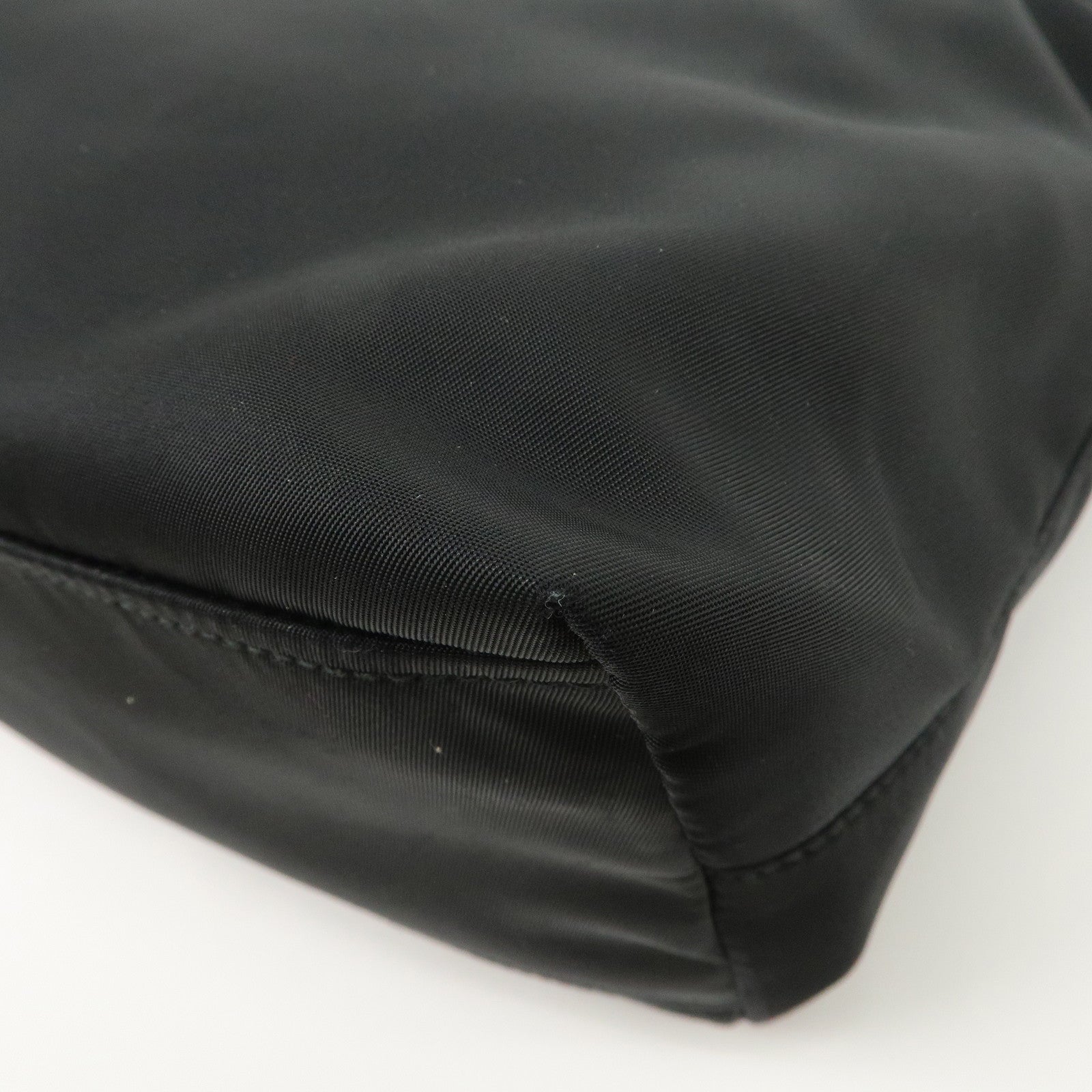 PRADA Nylon Leather Hand Bag Black Gold Hardware 1BA084