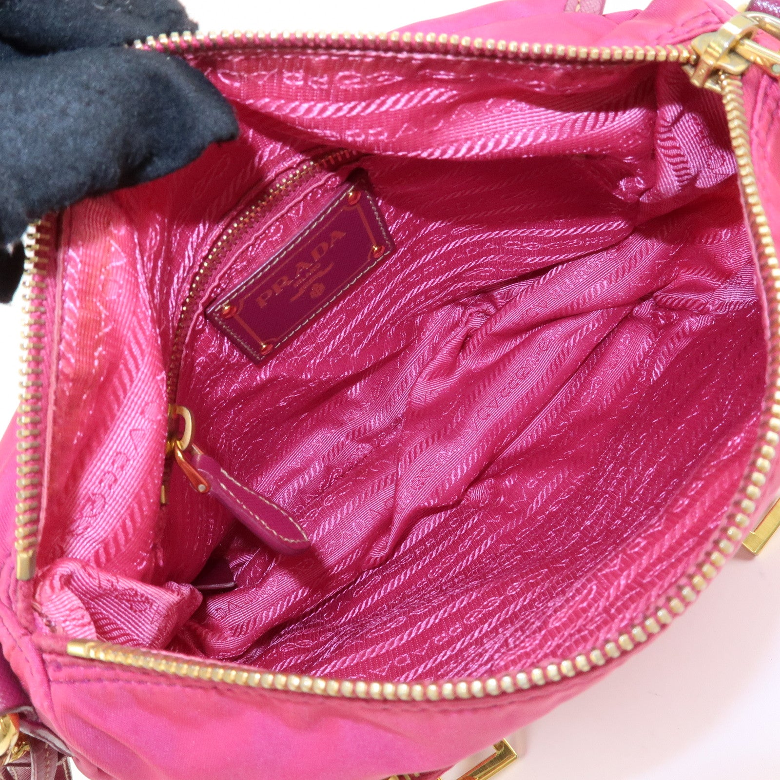 PRADA Nylon Saffiano Leather Flap Messenger Shoulder Bag Pink BT0697 Used