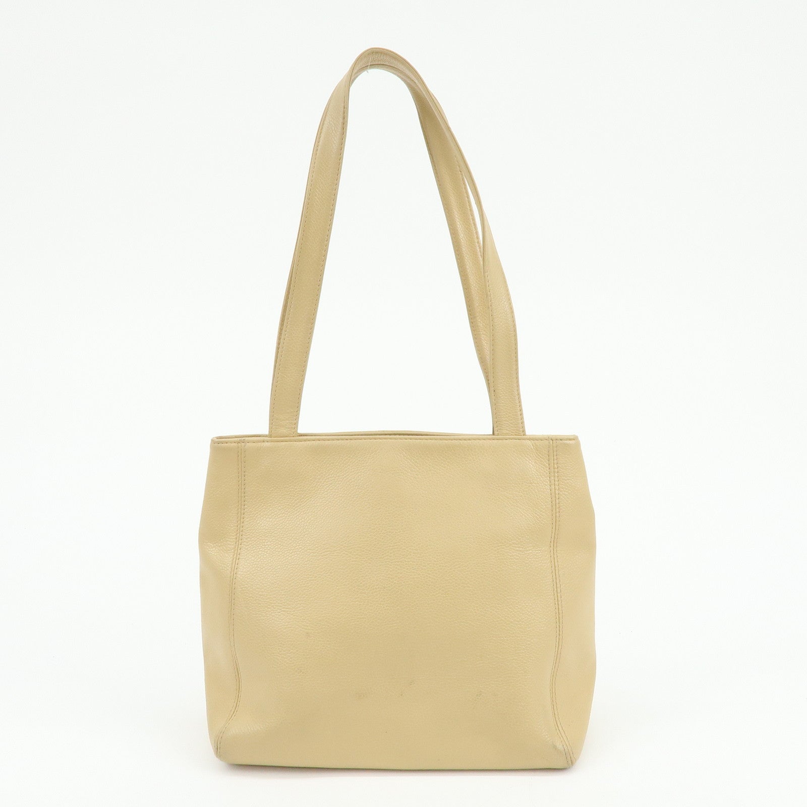 CHANEL COCO Mark Caviarskin Tote Bag Shoulder Bag Hand Bag Beige