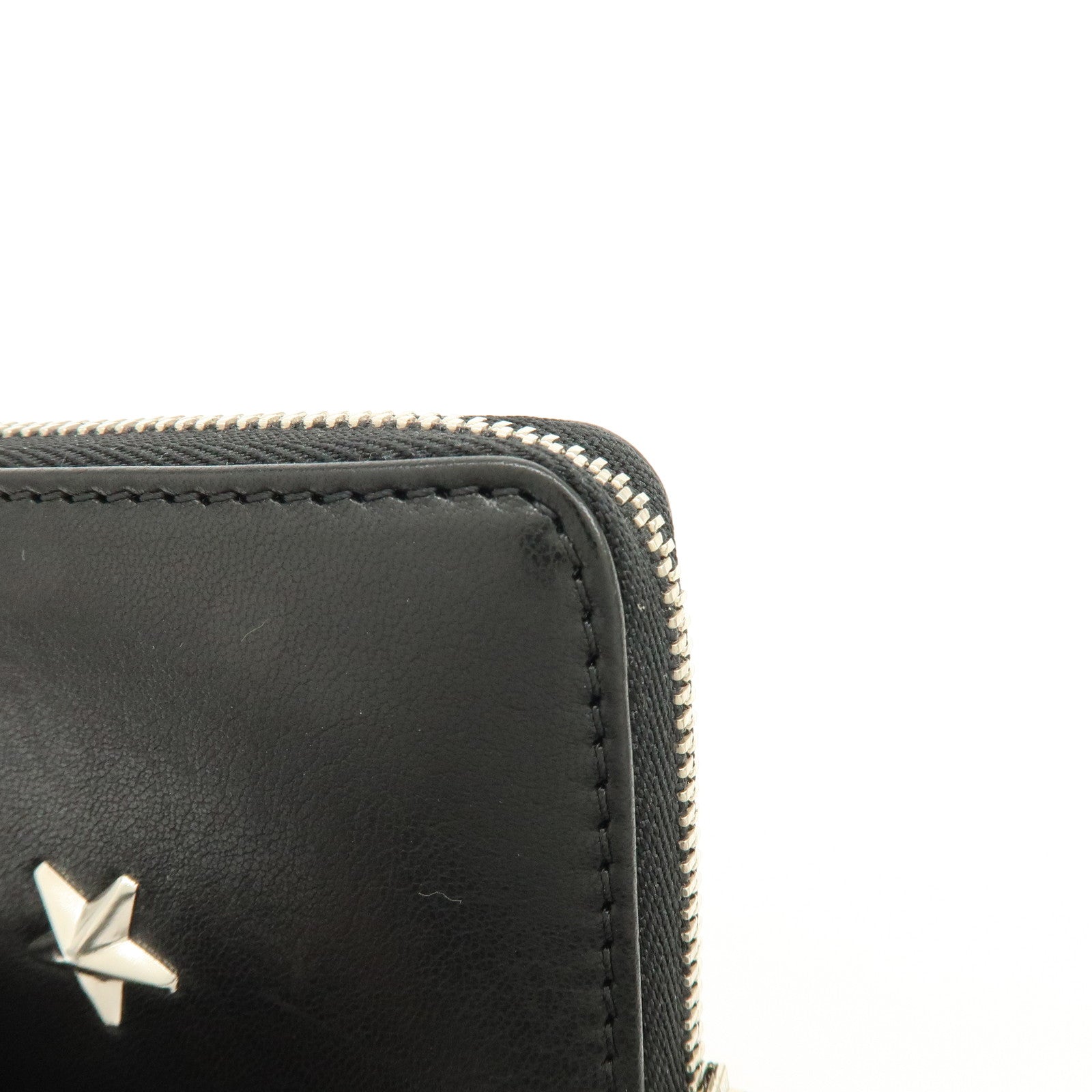 JIMMY CHOO Penny Star Studs Leather Coin Case Coin Wallet Black