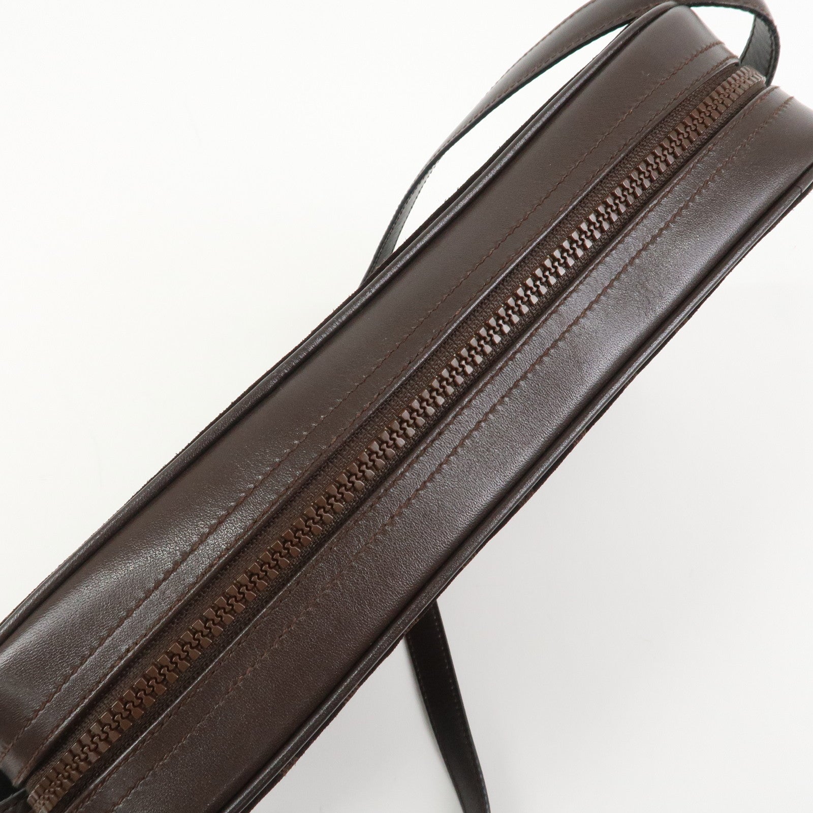 CELINE Macadam Suede Leather Shoulder Bag Crossbody Bag Brown