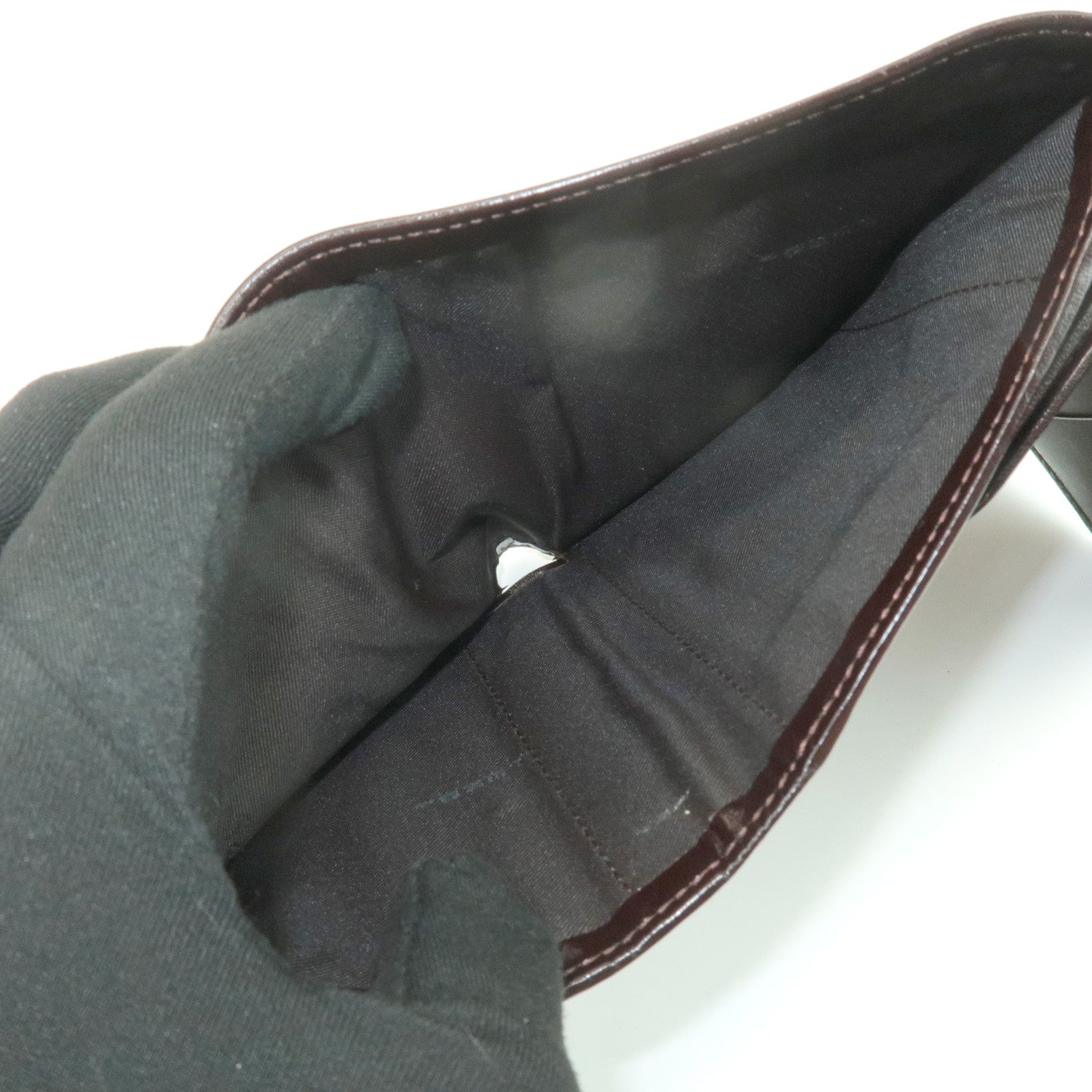 FENDI Zucca Leather Canvas Tri-fold Wallet Black Brown 30794 Used