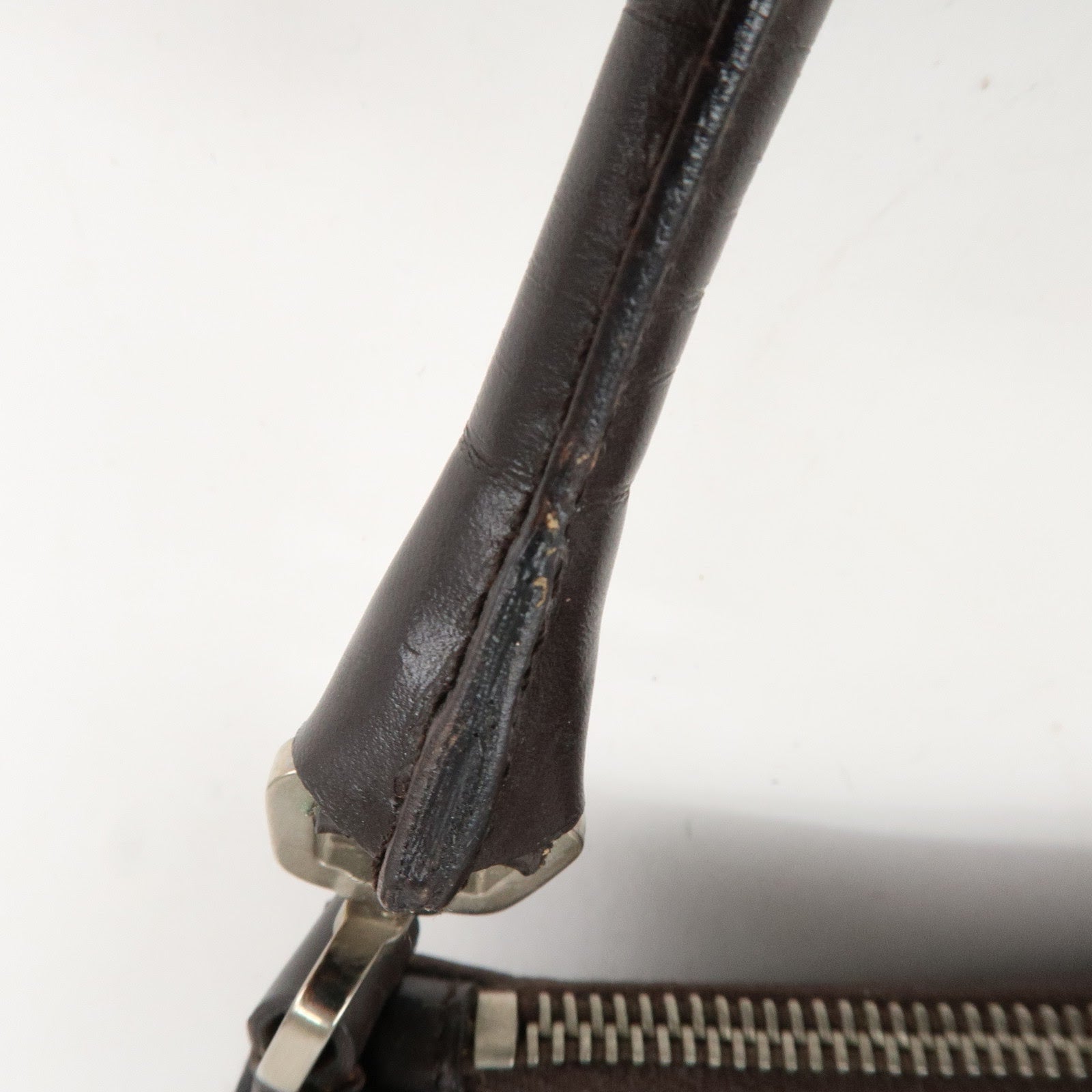 PRADA Logo Leather Shoulder Bag Hand Bag Brown Yellow B11055 Used