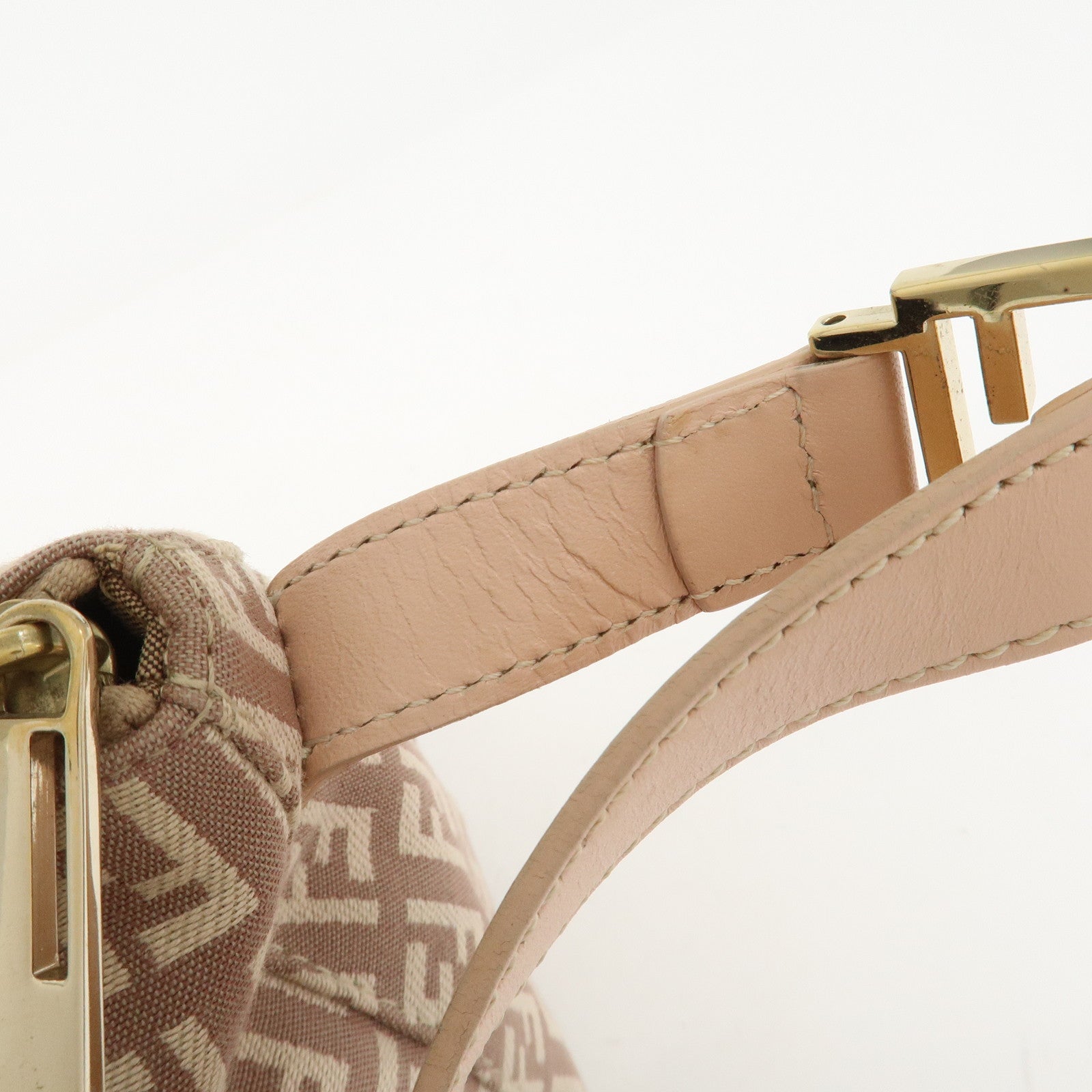 FENDI Zucchino Canvas Leather Shoulder Bag Hand Bag Pink 8BR444
