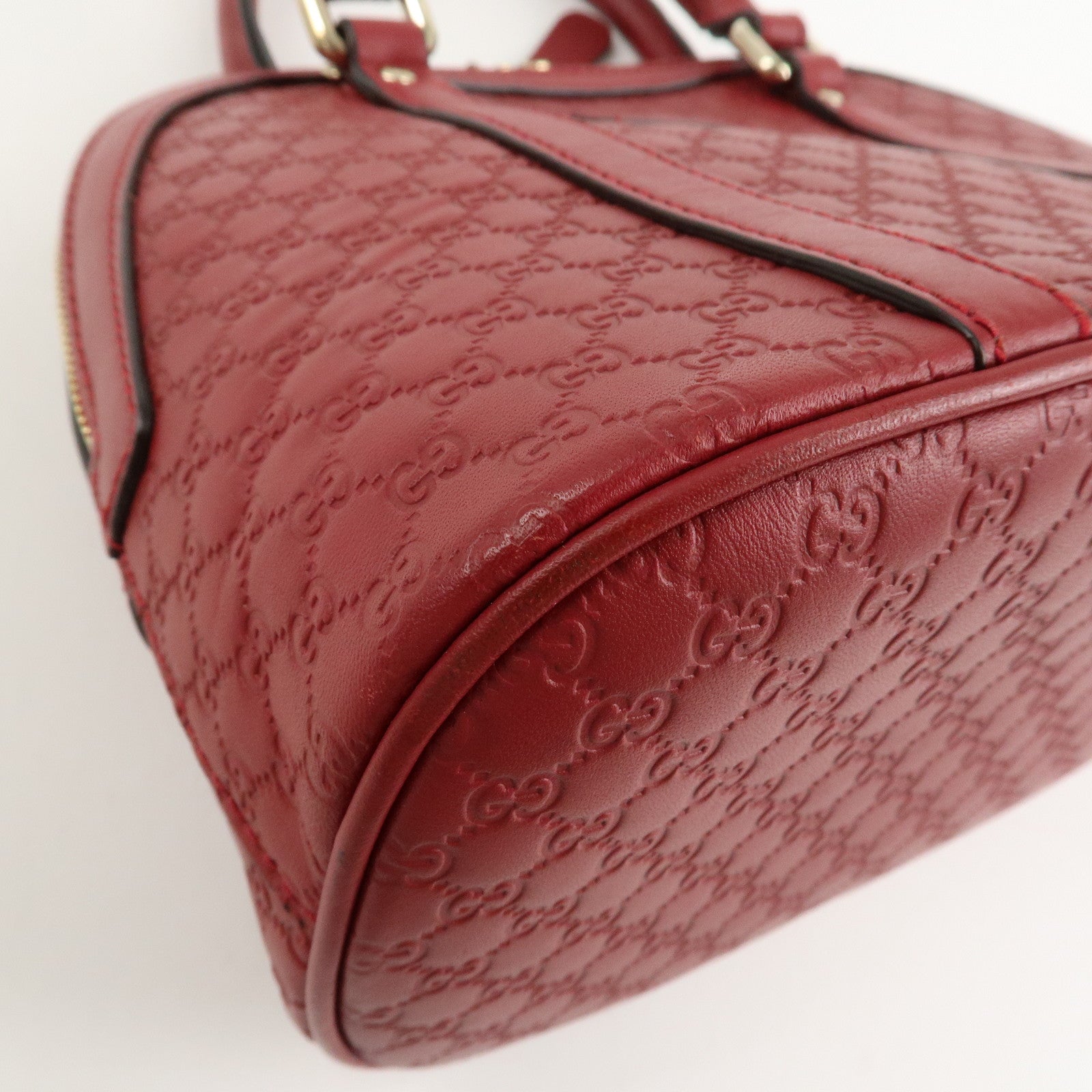 GUCCI Micro Guccissima 2Way Hand Shoulder Bag Castilian Red 449654 Used