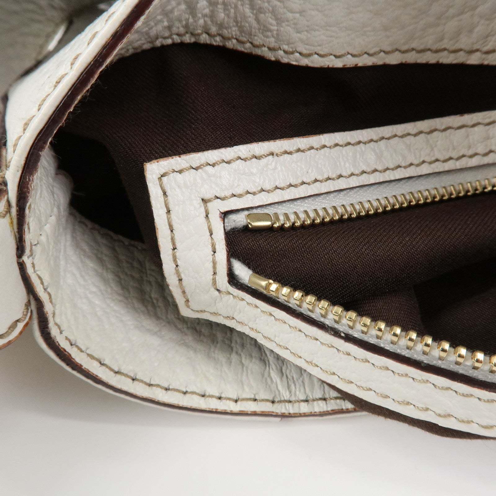 GUCCI Horsebit Leather Shoulder Bag Hand Bag White 137388