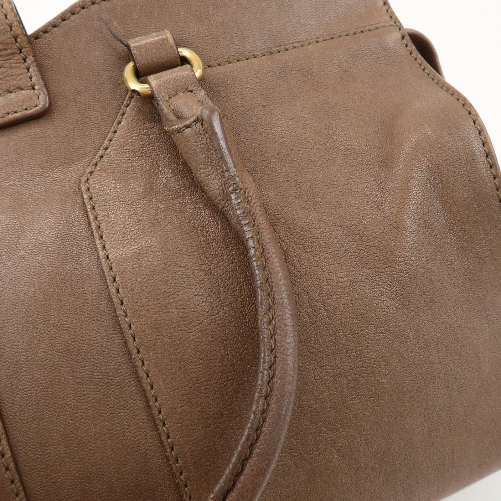 SAINT LAURENT PARIS Cabas Chyc Leather 2Way Bag Hand Bag Brown