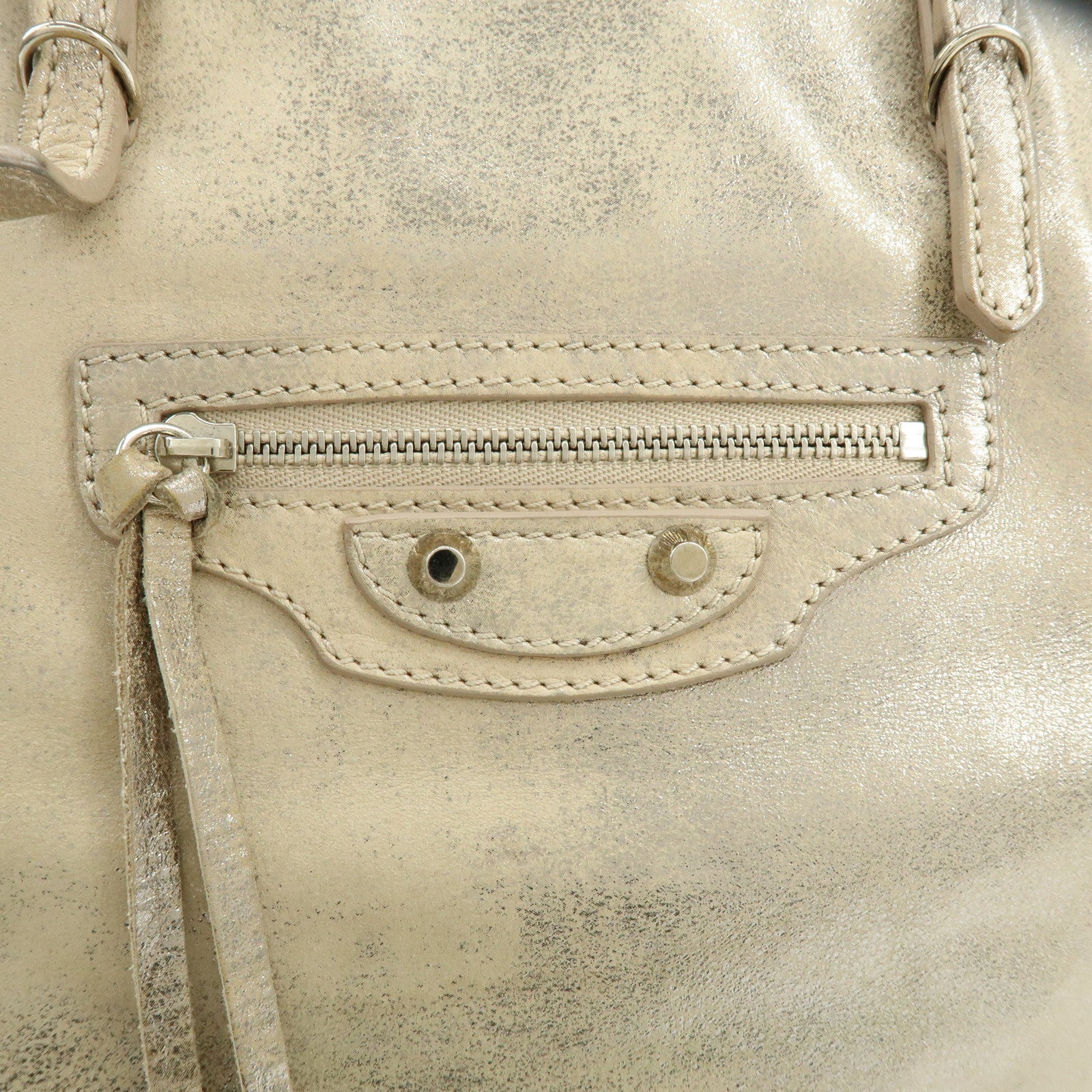 BALENCIAGA The Paper Leather Tote Bag Hand Bag Silver 255412