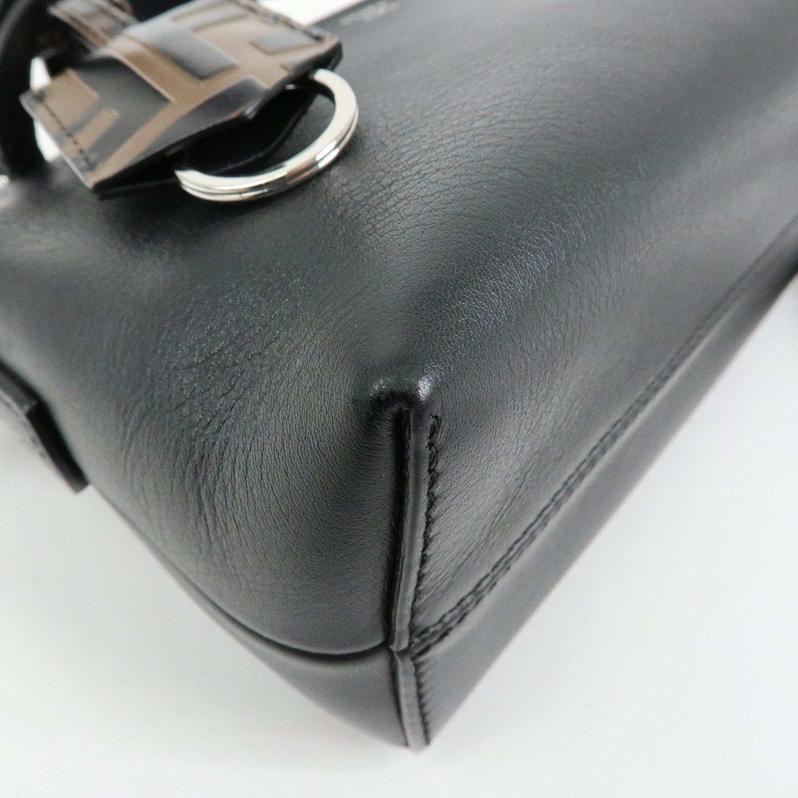 FENDI By The Way Zucca Leather 2Way Shoulder Bag Black Brown 8BL145