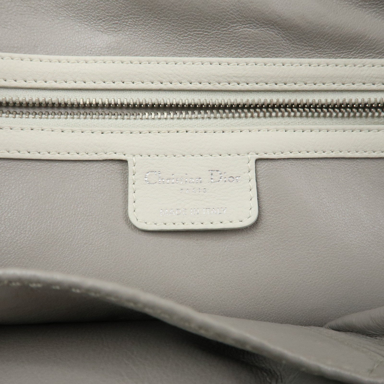 Christian Dior Leather Shoulder Bag Hand Bag White 10-RU-0037