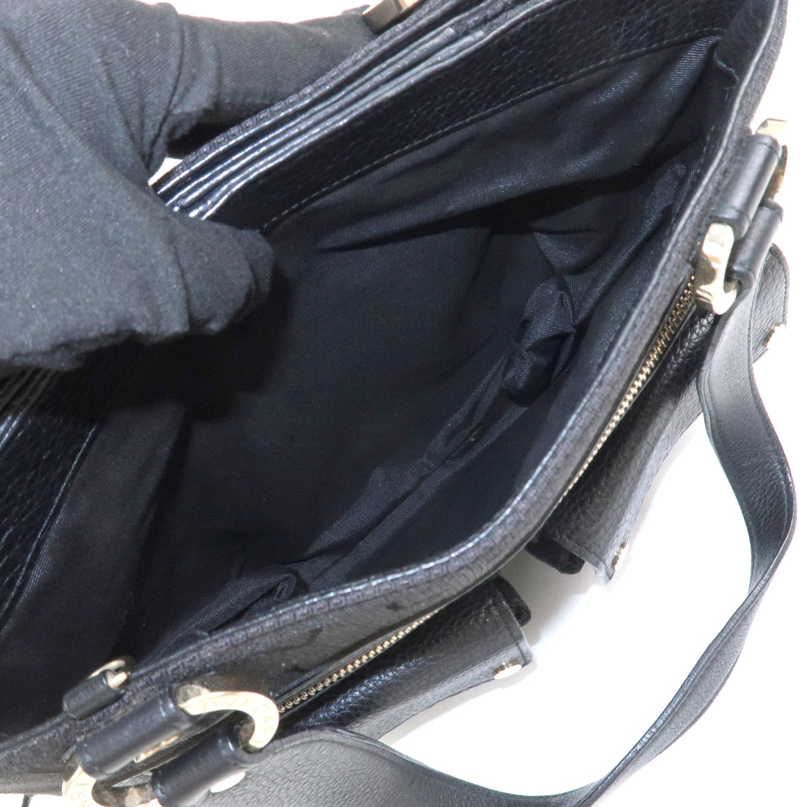 BVLGARI Logo Mania Canvas Leather 2Way Bag Shoulder Bag Black