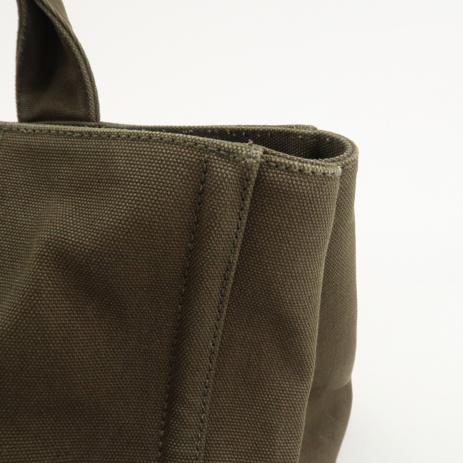 PRADA Triangle Logo Canapa Large Tote Hand Bag Bijou Khaki BN1872