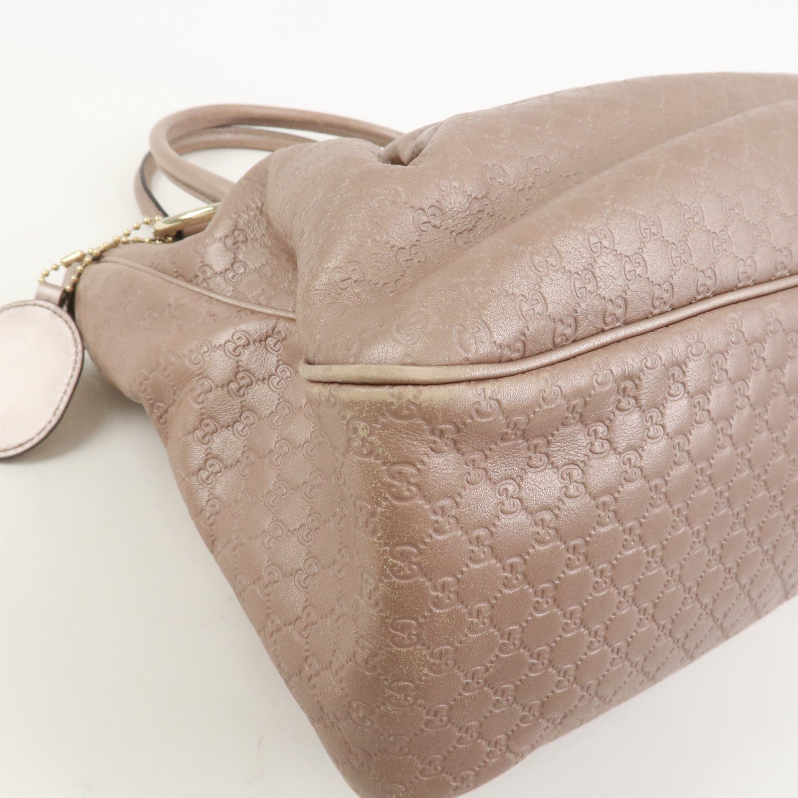 GUCCI Micro Guccissima Leather Shoulder Bag Metallic Pink 296835